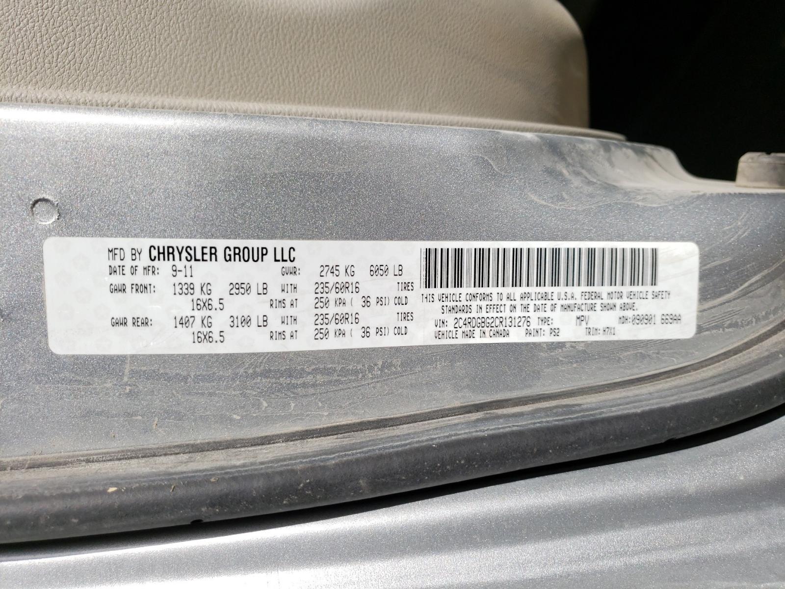 Photo 10 from auction – 2012 DODGE GRAND CARA with VIN 2C4RDGBG2CR131276