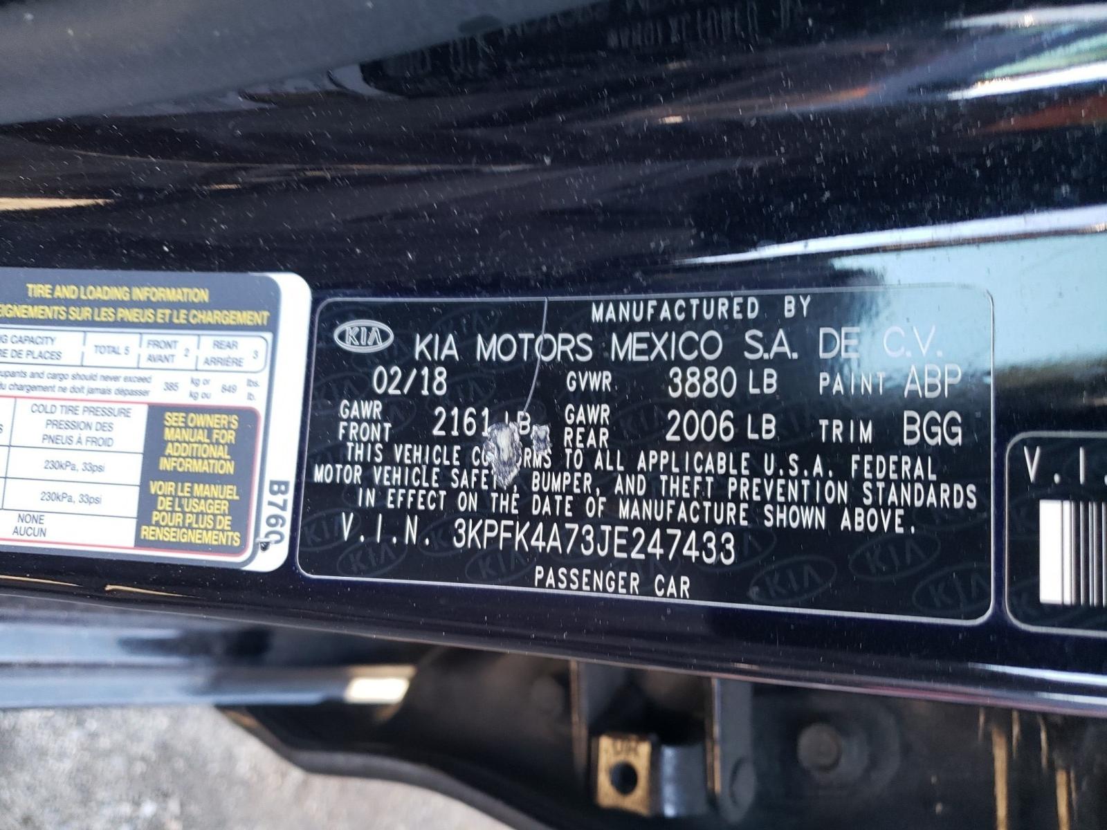 Photo 10 from auction – 2018 KIA FORTE LX with VIN 3KPFK4A73JE247433
