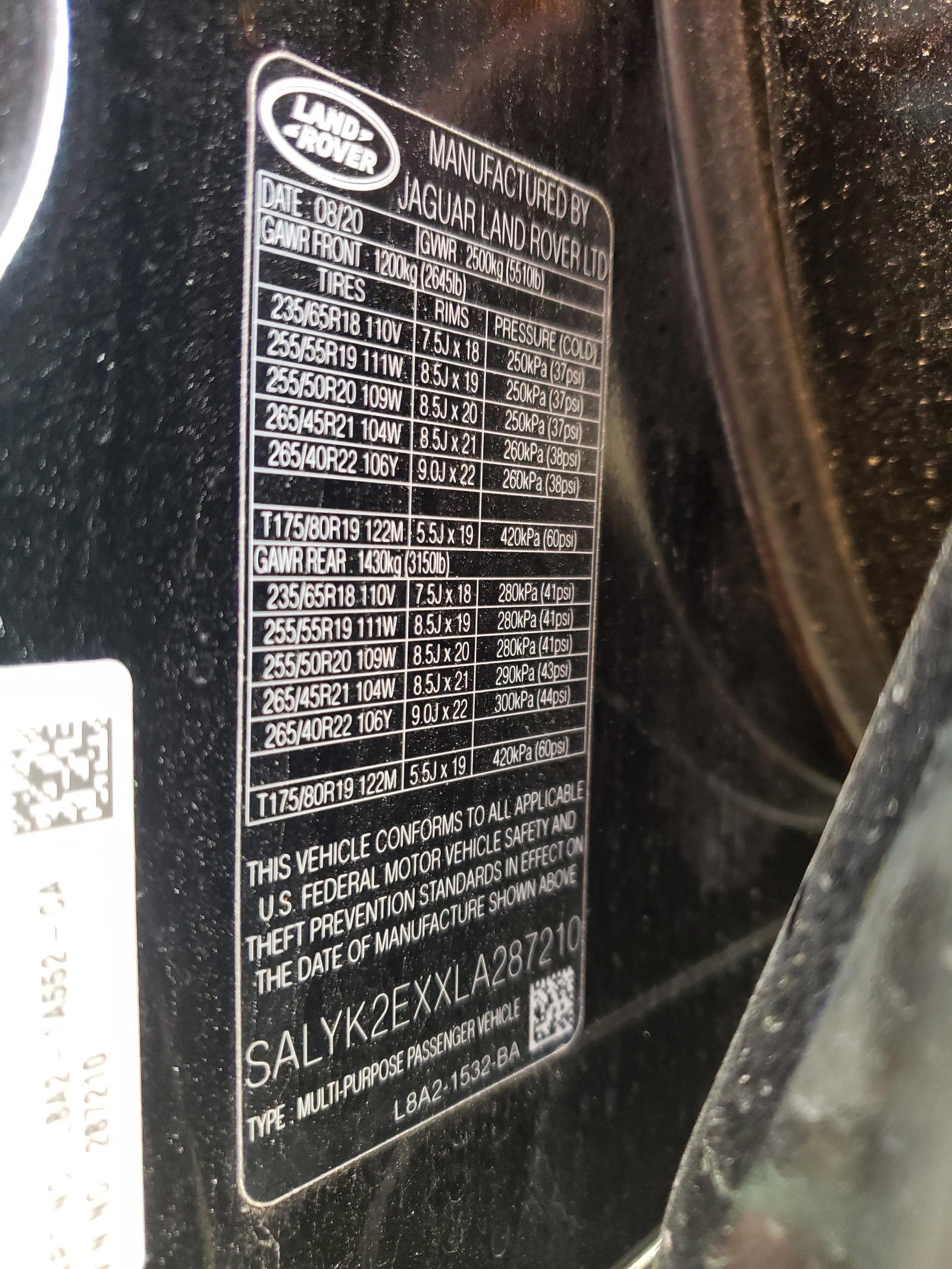 Photo 10 from auction – 2020 LAND ROVER RANGE ROVE with VIN SALYK2EXXLA287210