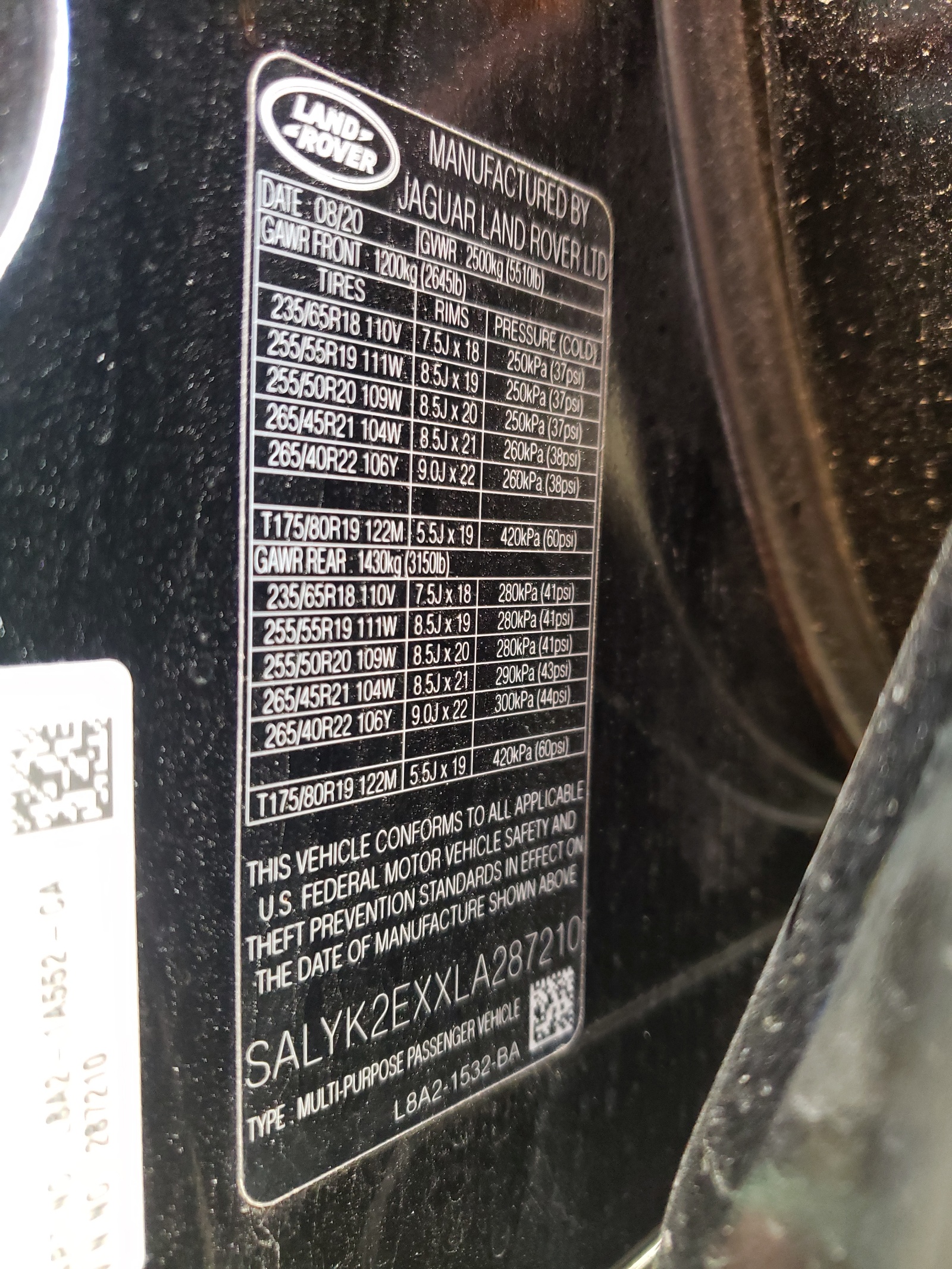 Zdjęcie 10 z aukcji – 2020 LAND ROVER RANGE ROVE z VIN SALYK2EXXLA287210