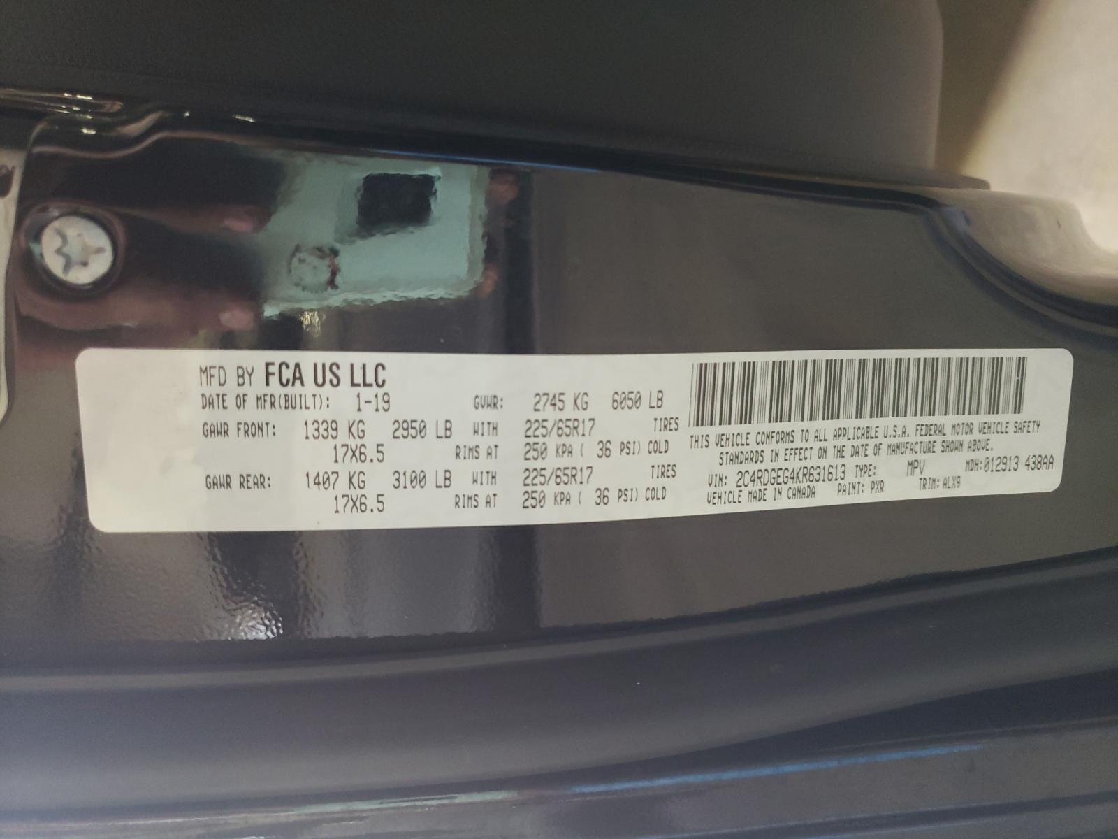 Photo 10 from auction – 2019 DODGE GRAND CARA with VIN 2C4RDGEG4KR631613