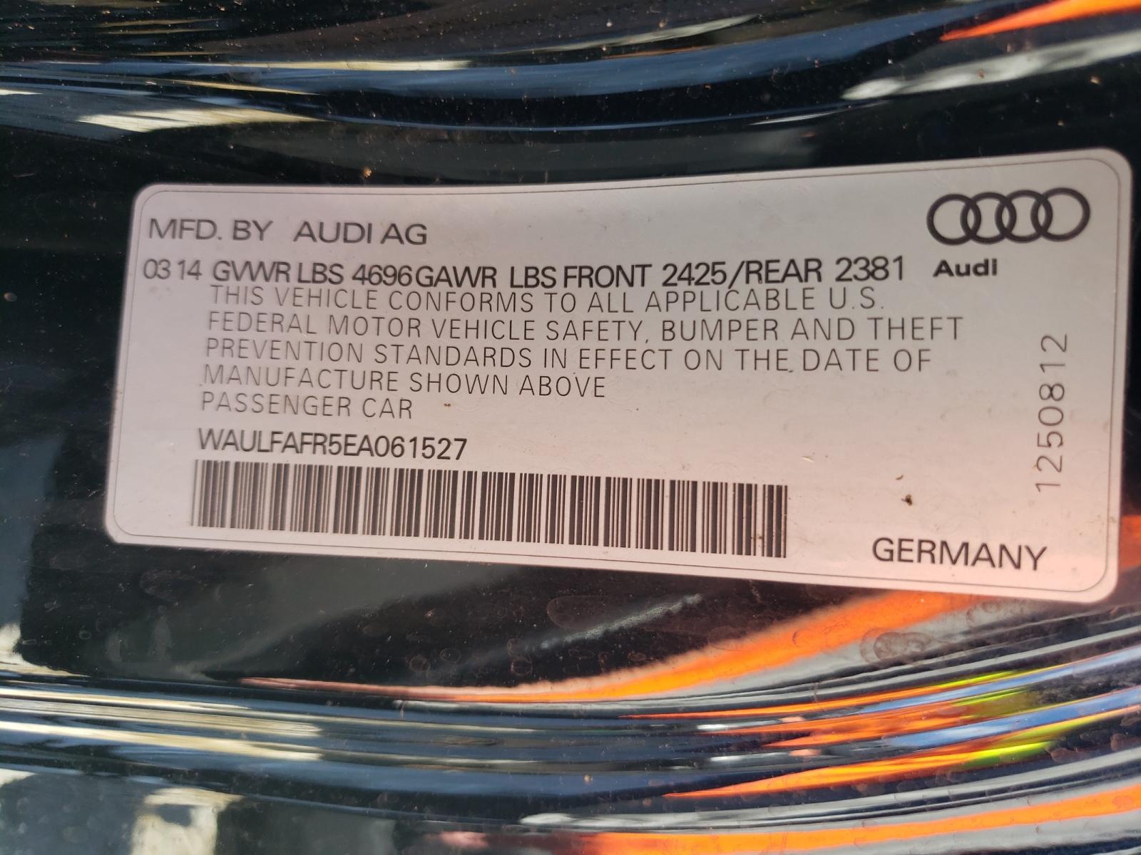 Photo 10 from auction – 2014 AUDI A5 PREMIUM with VIN WAULFAFR5EA061527