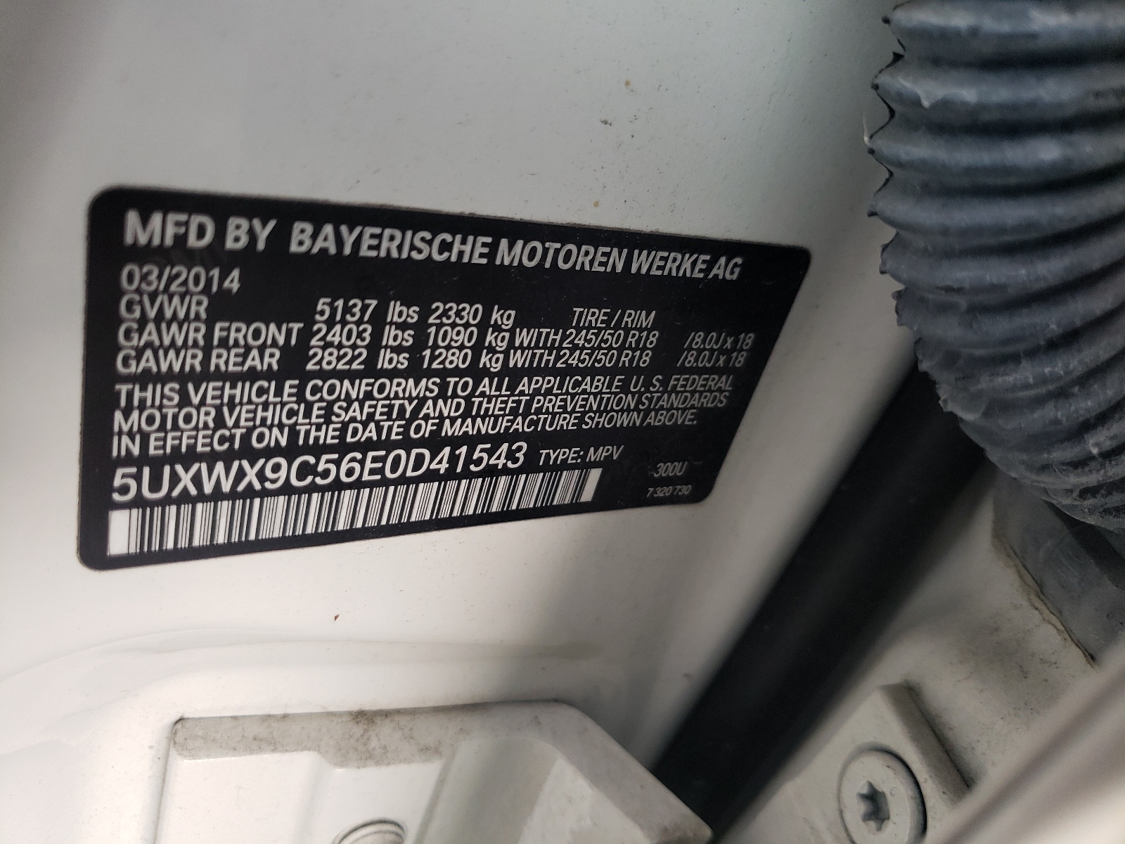 Photo 10 from auction – 2014 BMW X3 XDRIVE2 with VIN 5UXWX9C56E0D41543