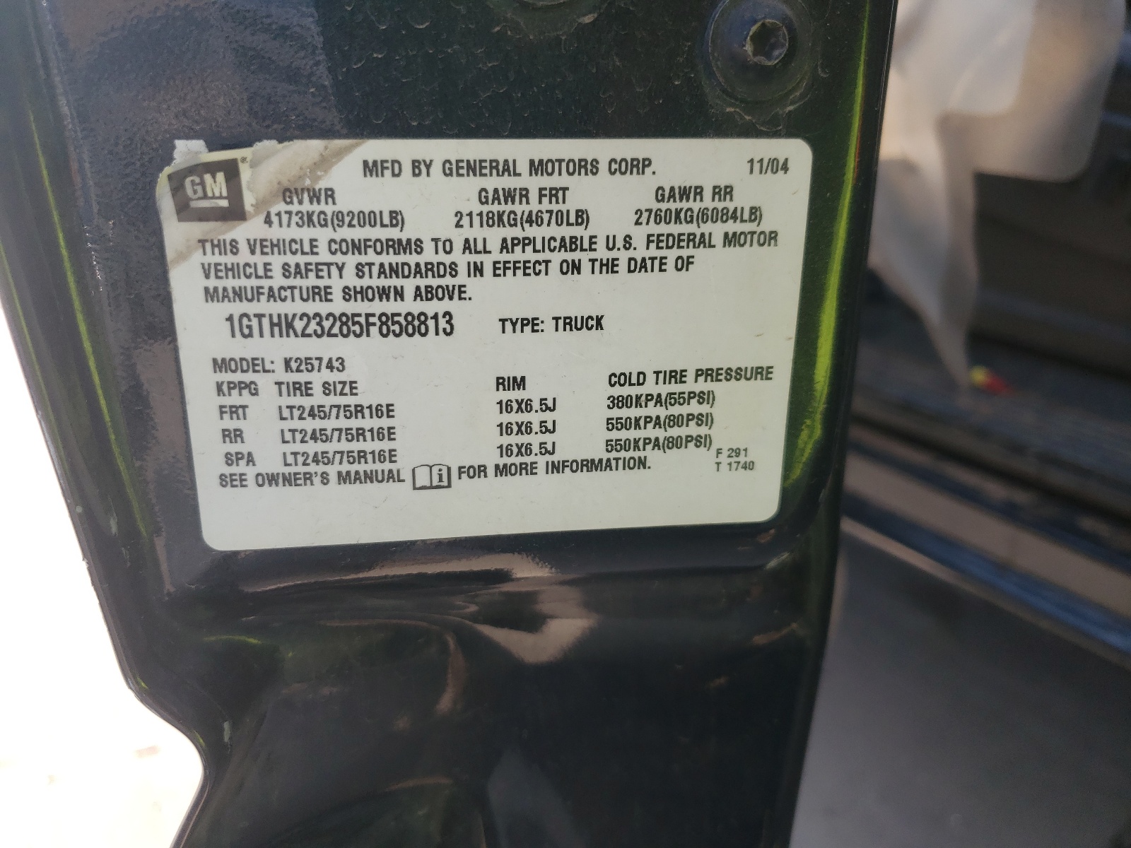 Photo 10 from auction – 2005 GMC SIERRA K25 with VIN 1GTHK23285F858813