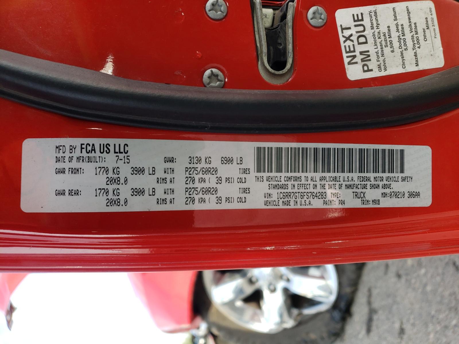 Photo 10 from auction – 2015 RAM 1500 SLT with VIN 1C6RR7GT6FS764283