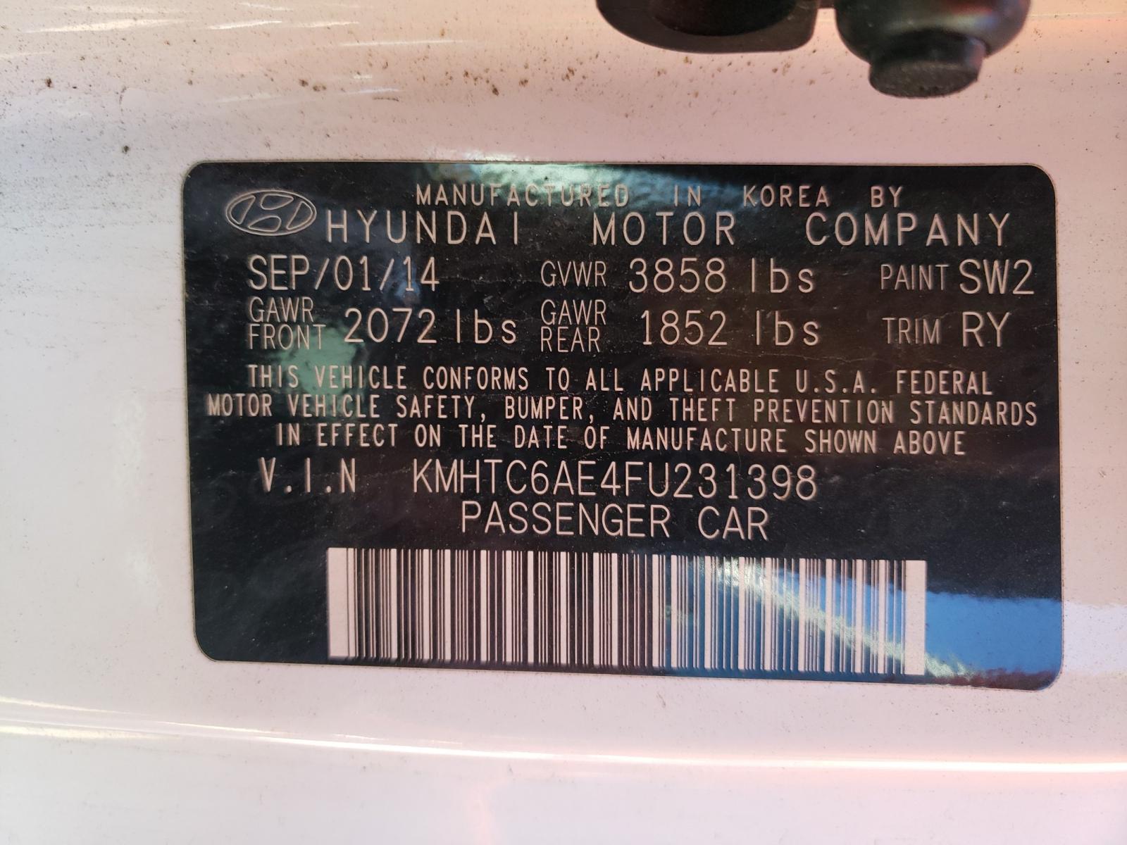 Photo 10 from auction – 2015 HYUNDAI VELOSTER T with VIN KMHTC6AE4FU231398