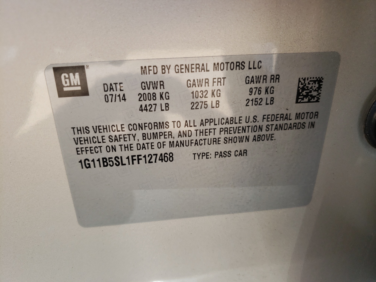 Photo 10 from auction – 2015 CHEVROLET MALIBU LS with VIN 1G11B5SL1FF127468