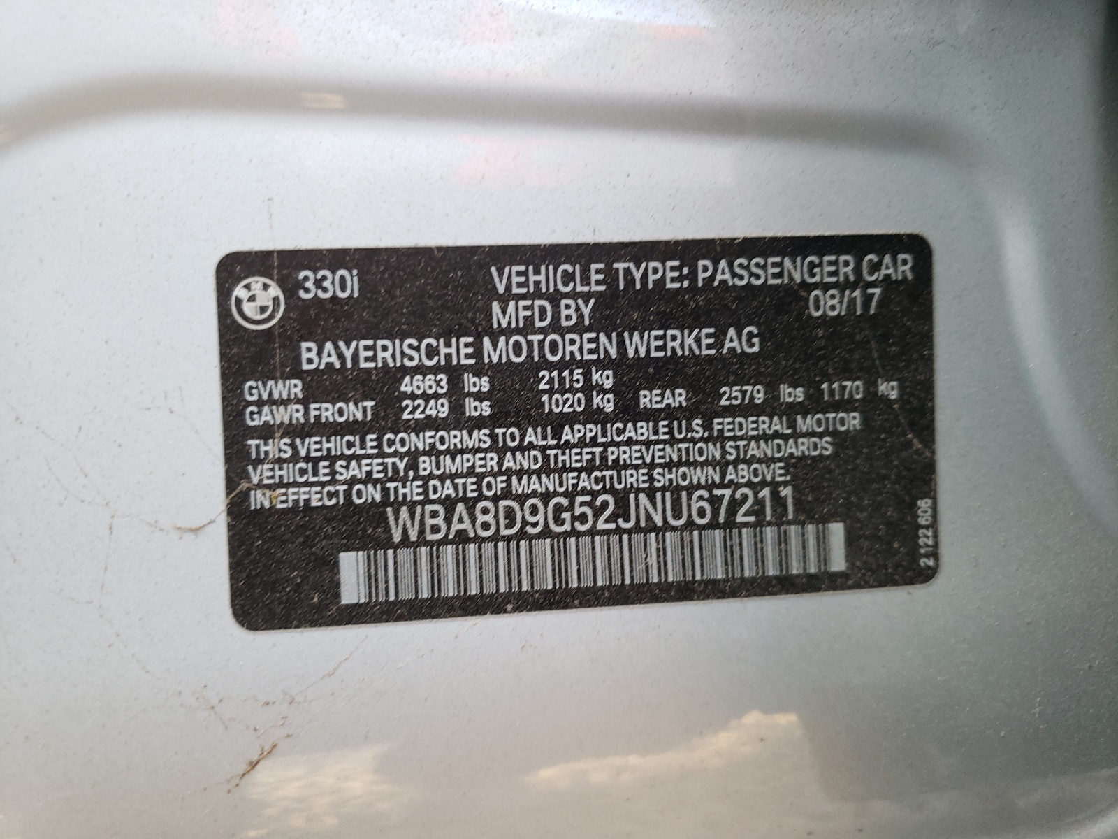 Foto 10 de la subasta – 2018 BMW 330 XI con VIN WBA8D9G52JNU67211