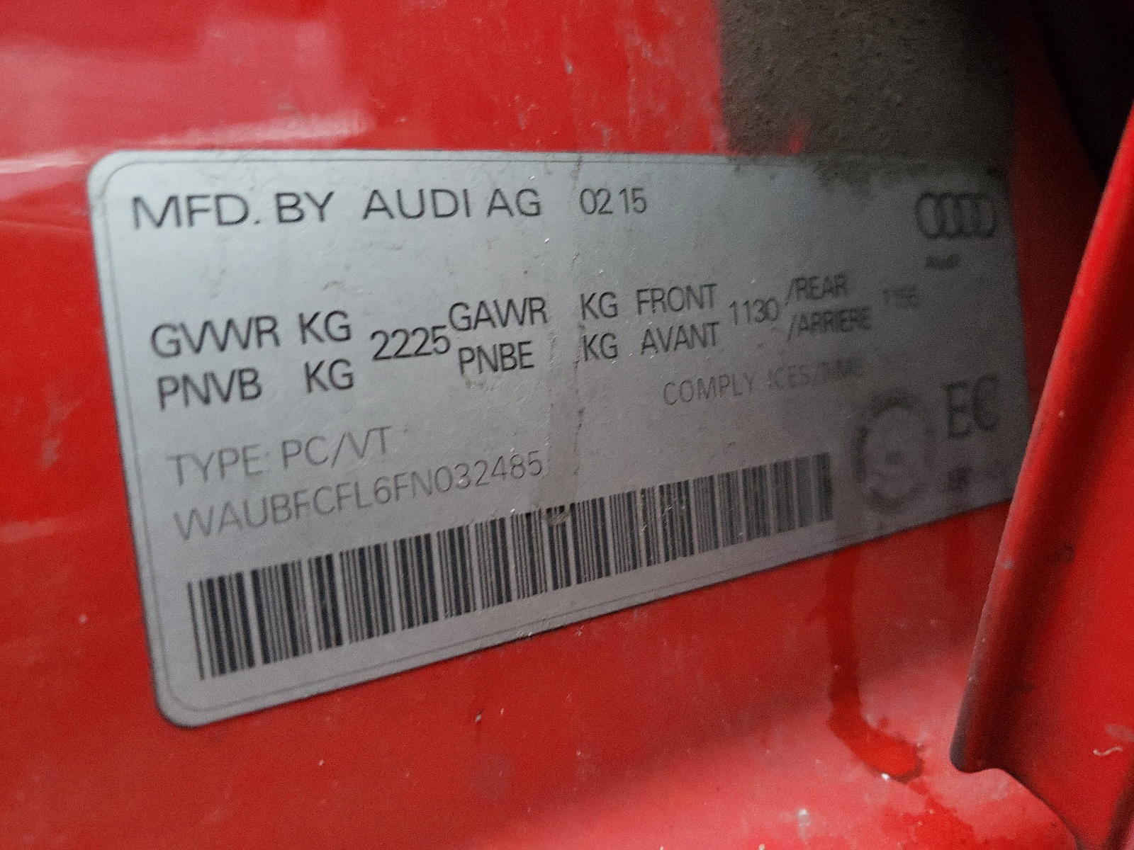 Photo 10 from auction – 2015 AUDI A4 PREMIUM with VIN WAUBFCFL6FN032485
