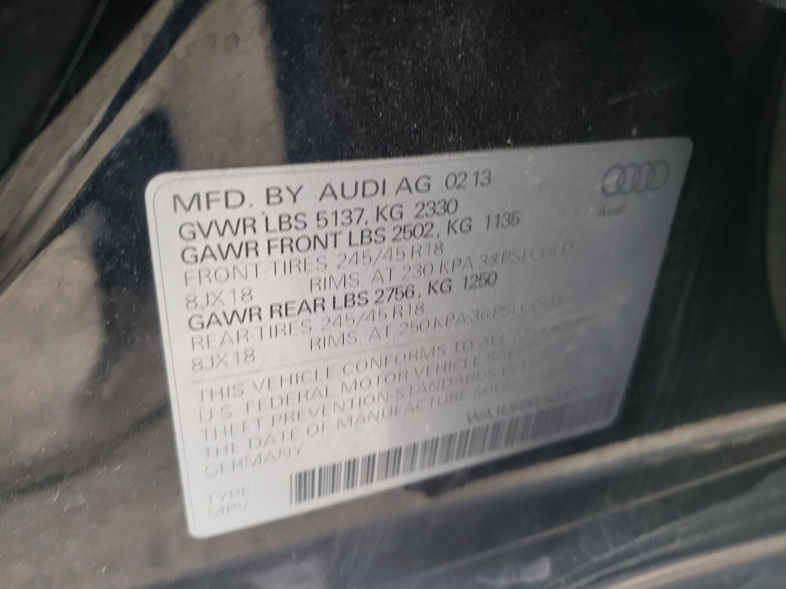 Photo 10 from auction – 2013 AUDI A4 ALLROAD with VIN WA1UFBFL6DA206351