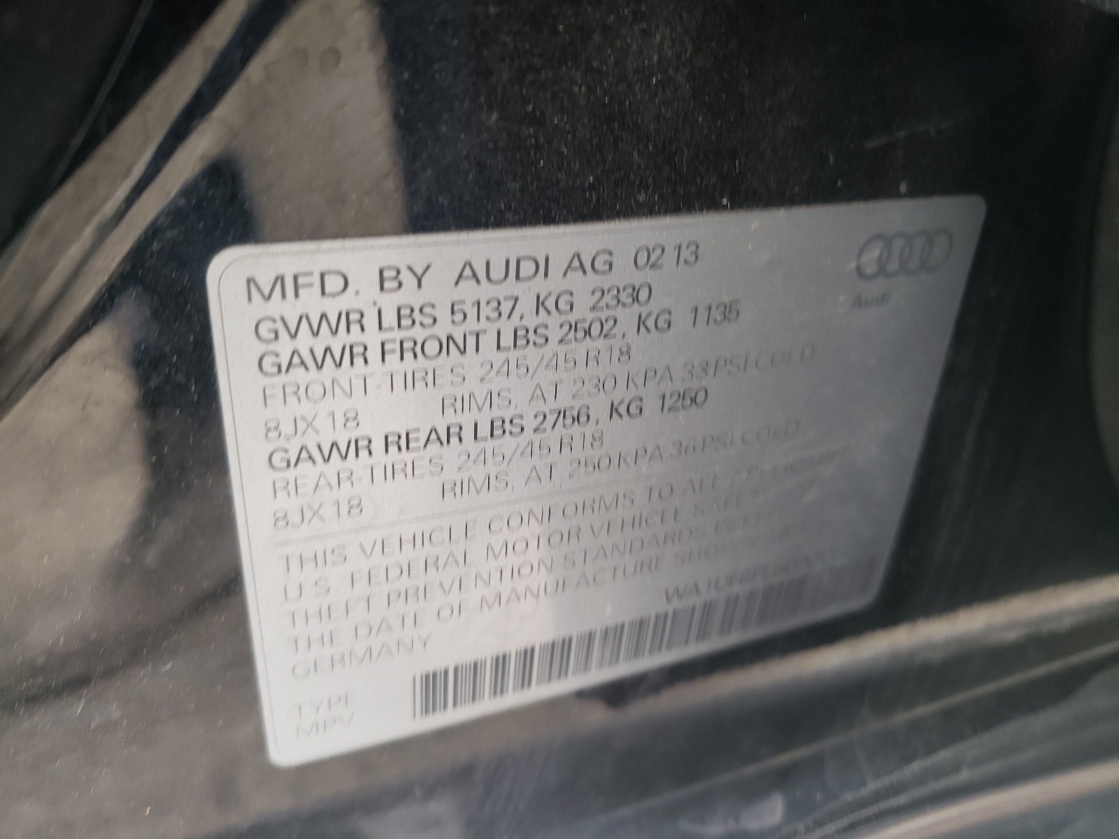 Zdjęcie 10 z aukcji – 2013 AUDI A4 ALLROAD z VIN WA1UFBFL6DA206351