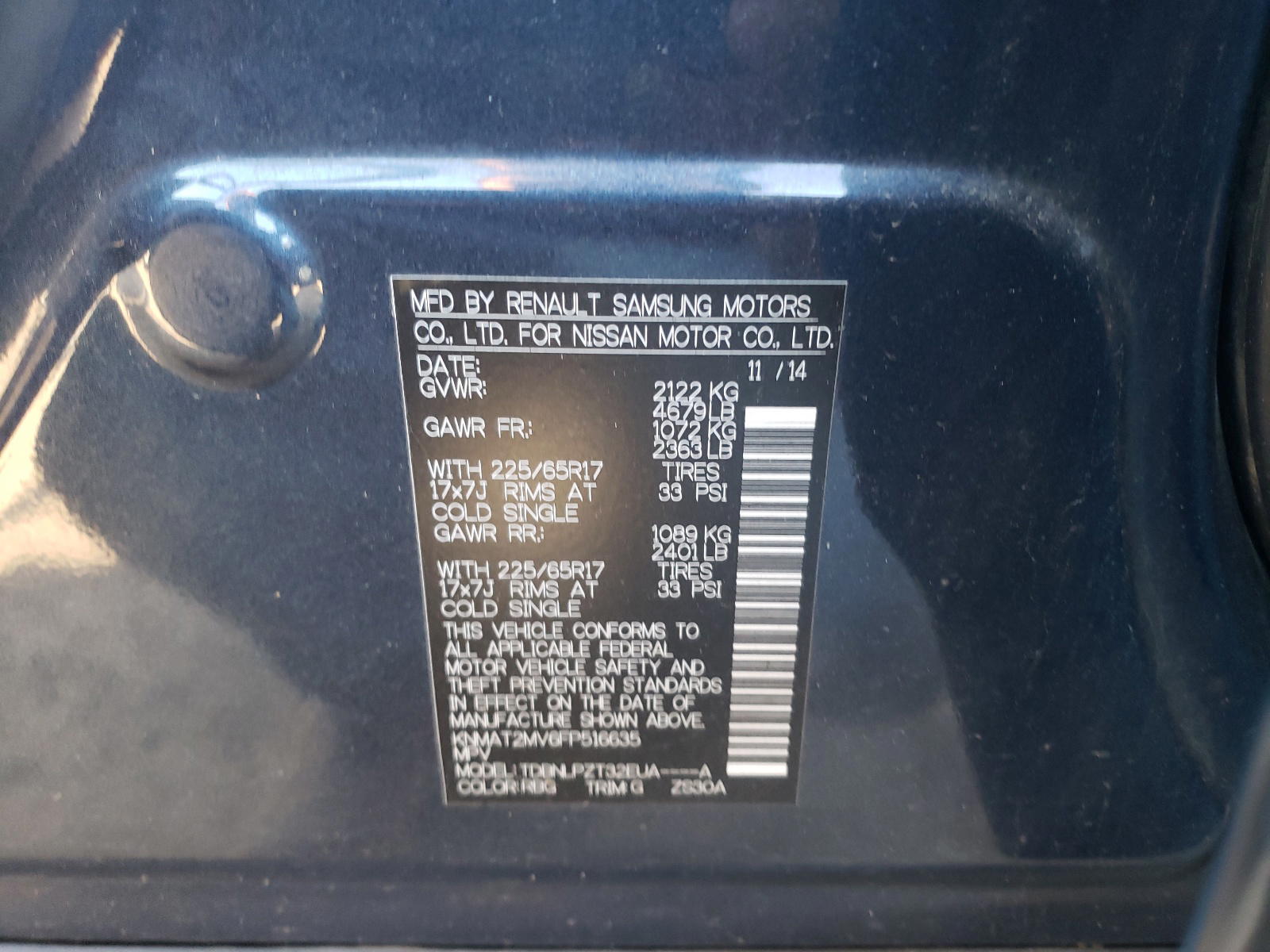 Photo 10 from auction – 2015 NISSAN ROGUE S with VIN KNMAT2MV6FP516635