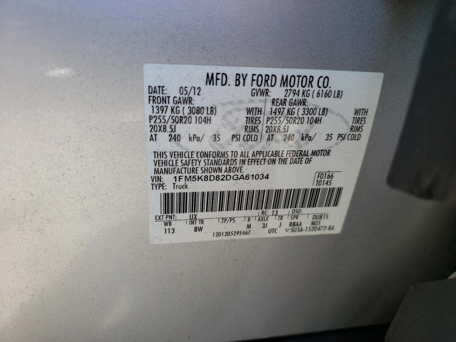 Photo 10 from auction – 2013 FORD EXPLORER X with VIN 1FM5K8D82DGA61034