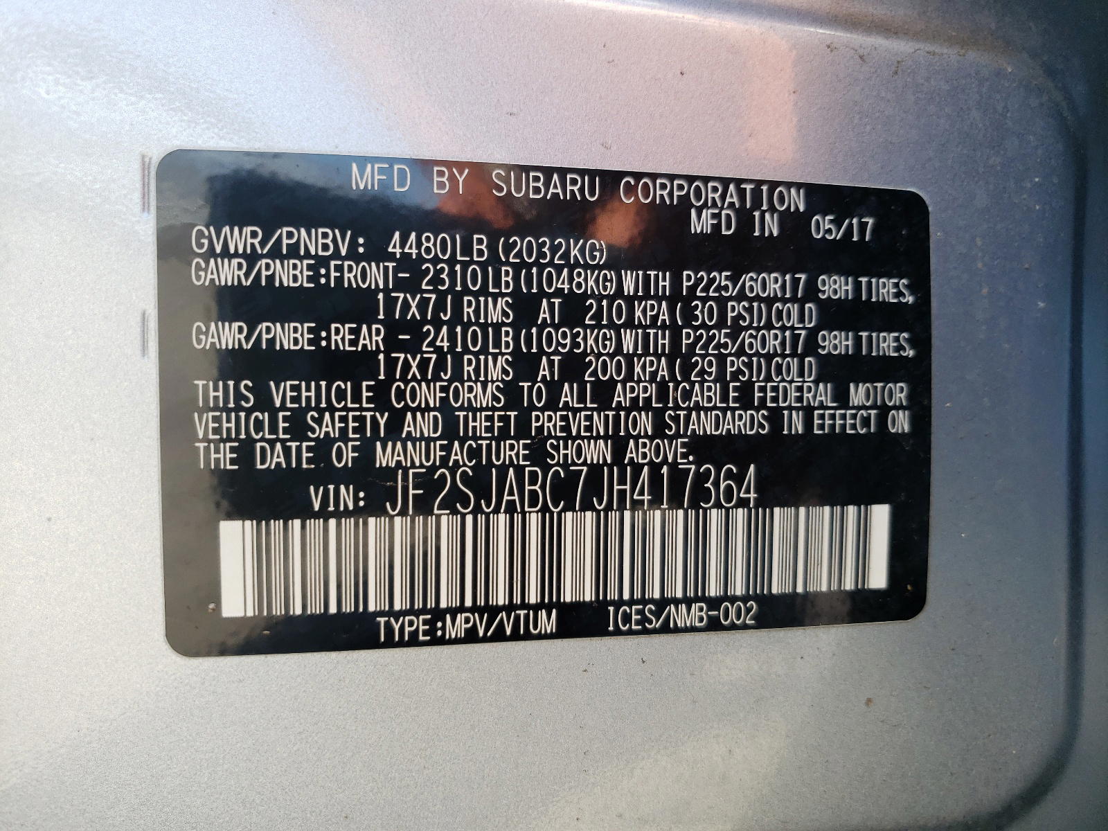 Photo 10 from auction – 2018 SUBARU FORESTER 2 with VIN JF2SJABC7JH417364