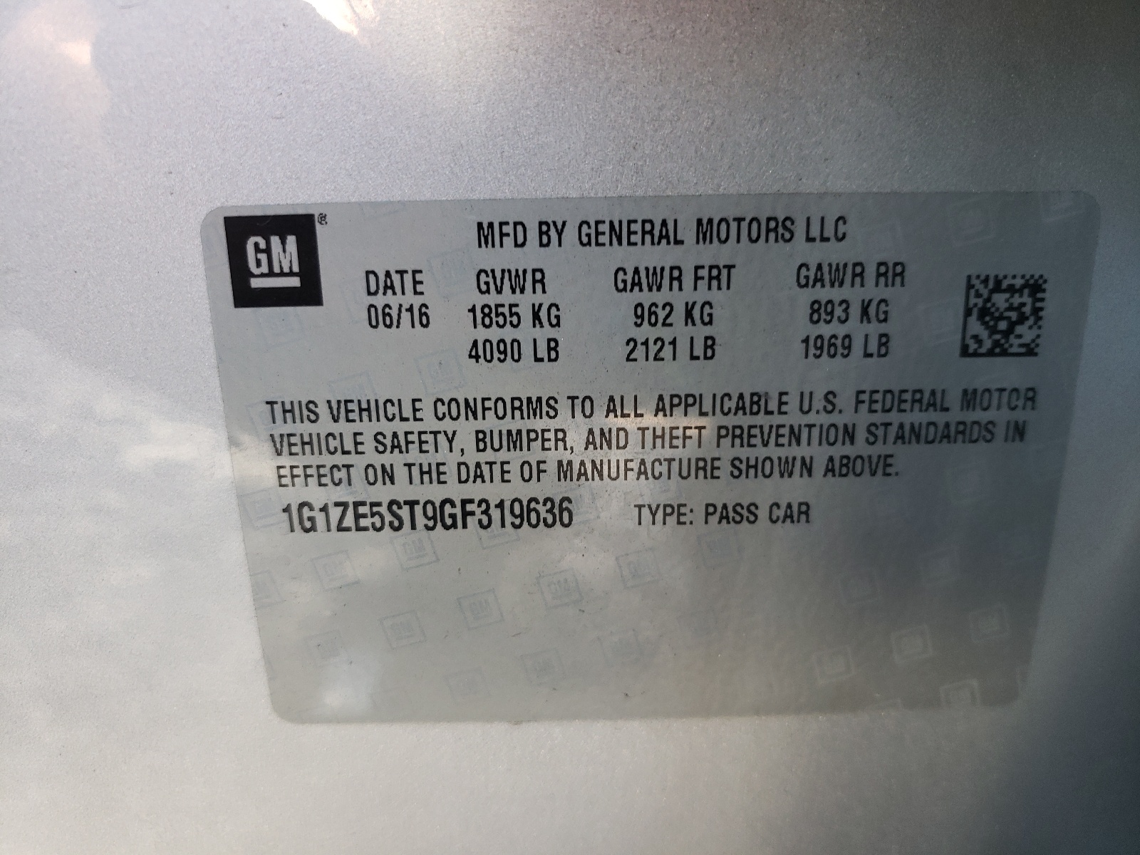 Photo 10 from auction – 2016 CHEVROLET MALIBU LT with VIN 1G1ZE5ST9GF319636