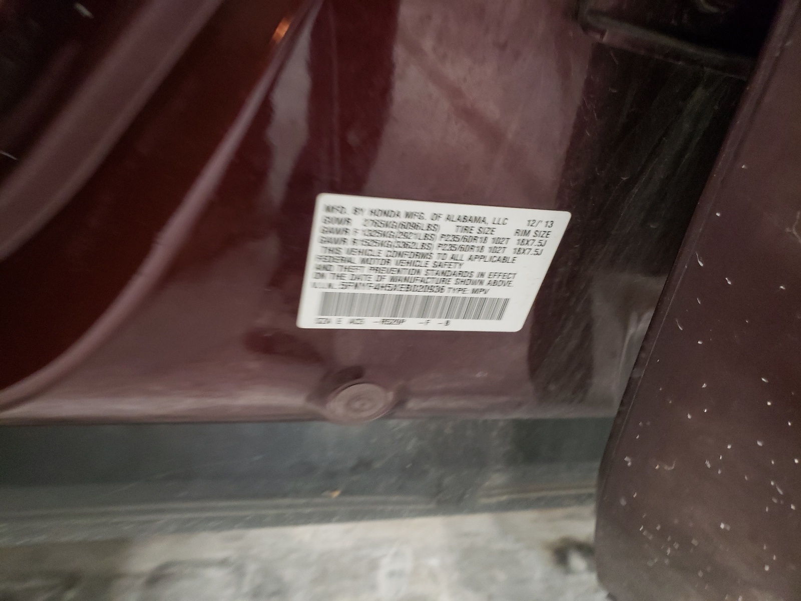 Zdjęcie 10 z aukcji – 2014 HONDA PILOT EXL z VIN 5FNYF4H5XEB020936