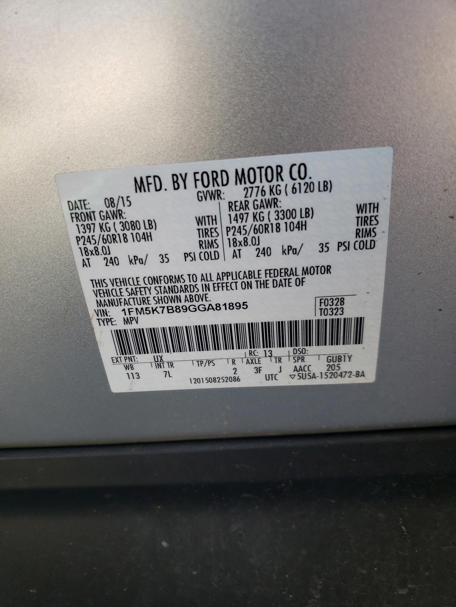Photo 10 from auction – 2016 FORD EXPLORER with VIN 1FM5K7B89GGA81895