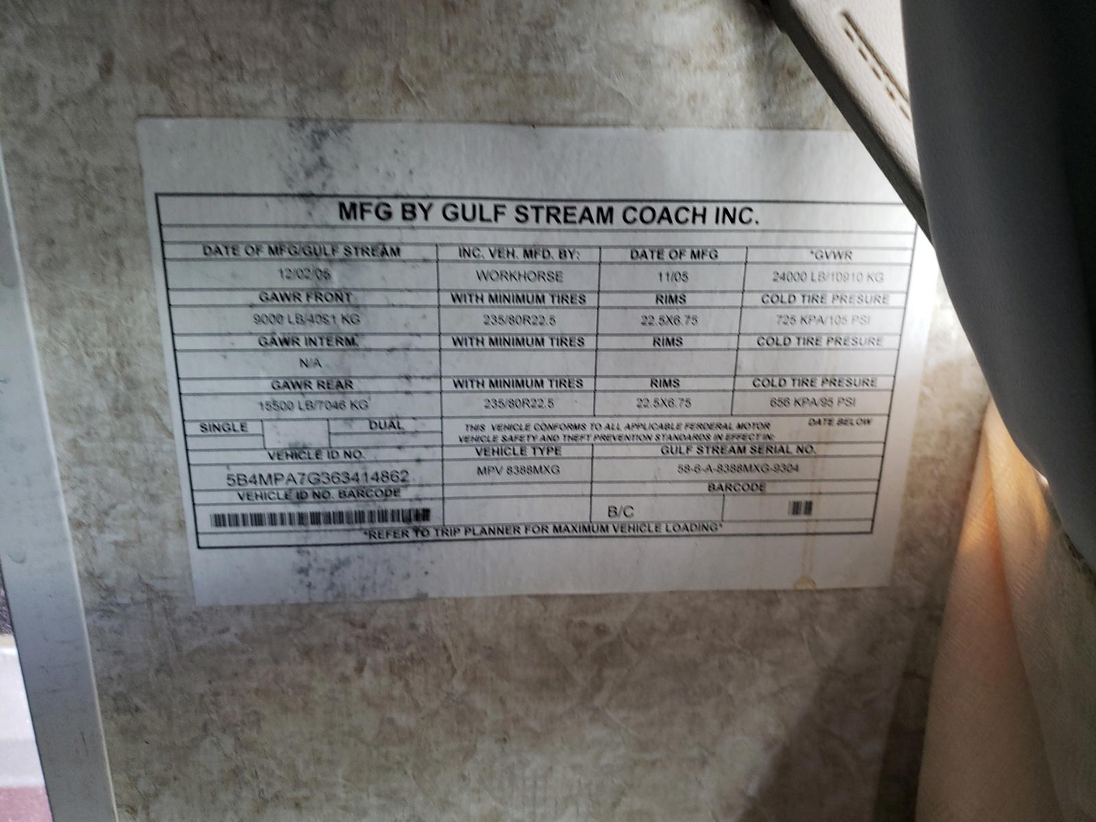 Photo 10 from auction – 2006 GULF STREAM RV with VIN 5B4MPA7G363414862