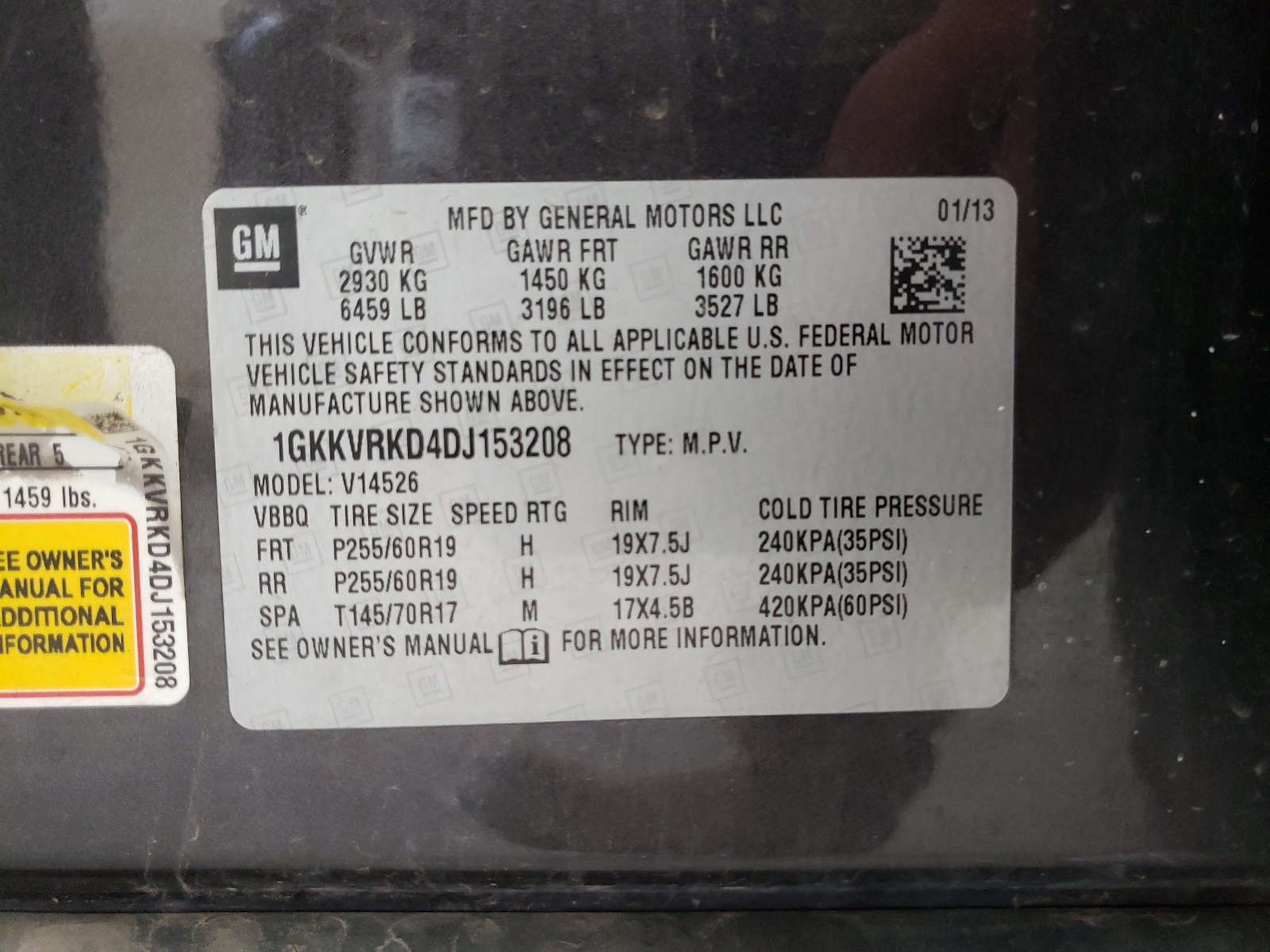 Photo 10 from auction – 2013 GMC ACADIA SLT with VIN 1GKKVRKD4DJ153208