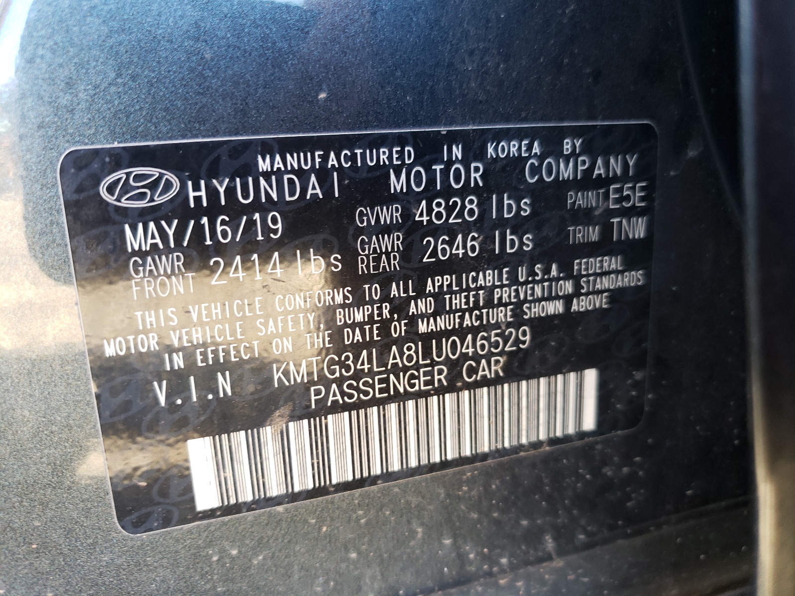 Photo 10 from auction – 2020 GENESIS G70 ELITE with VIN KMTG34LA8LU046529