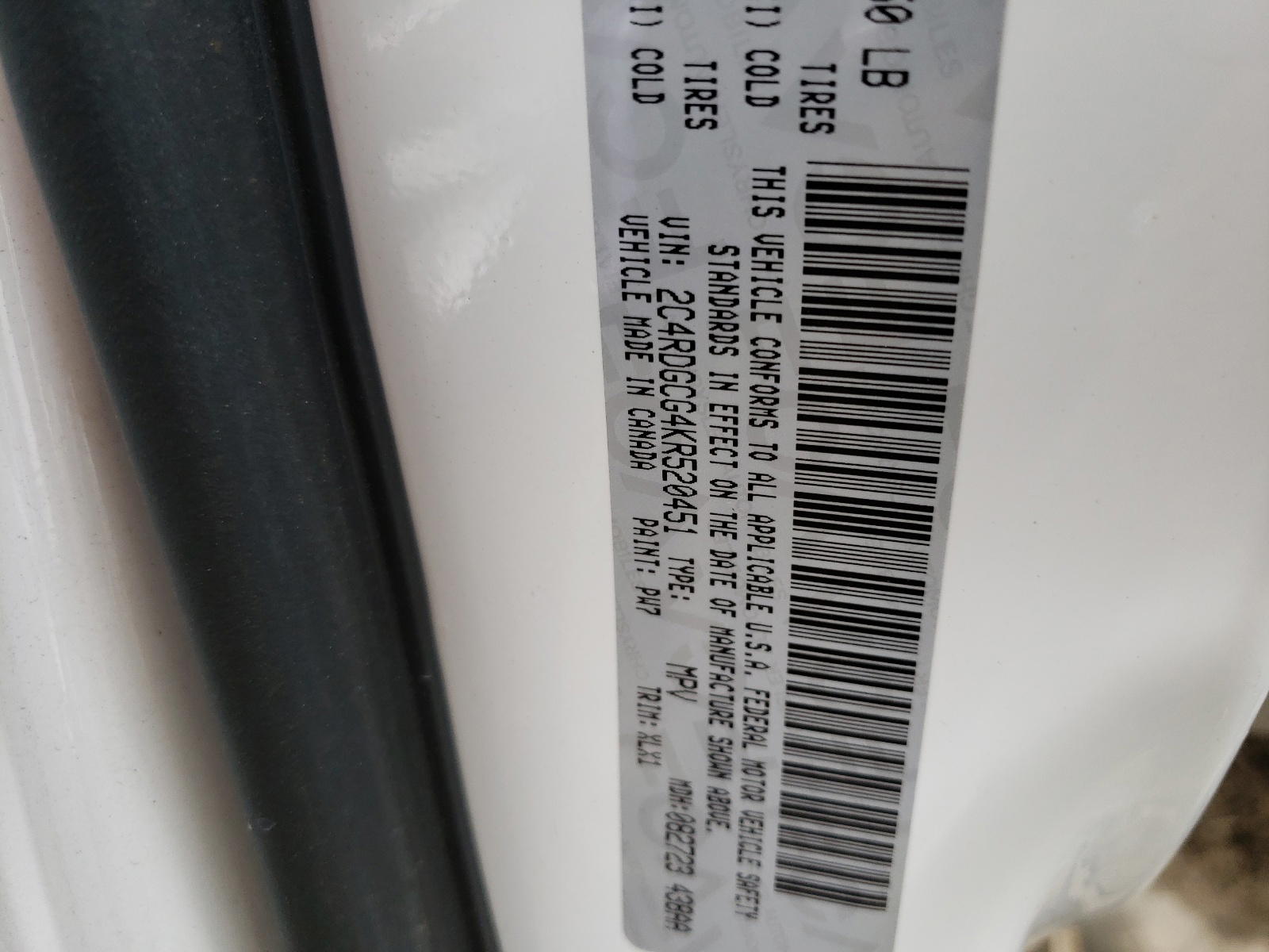 Photo 10 from auction – 2019 DODGE GRAND CARA with VIN 2C4RDGCG4KR520451