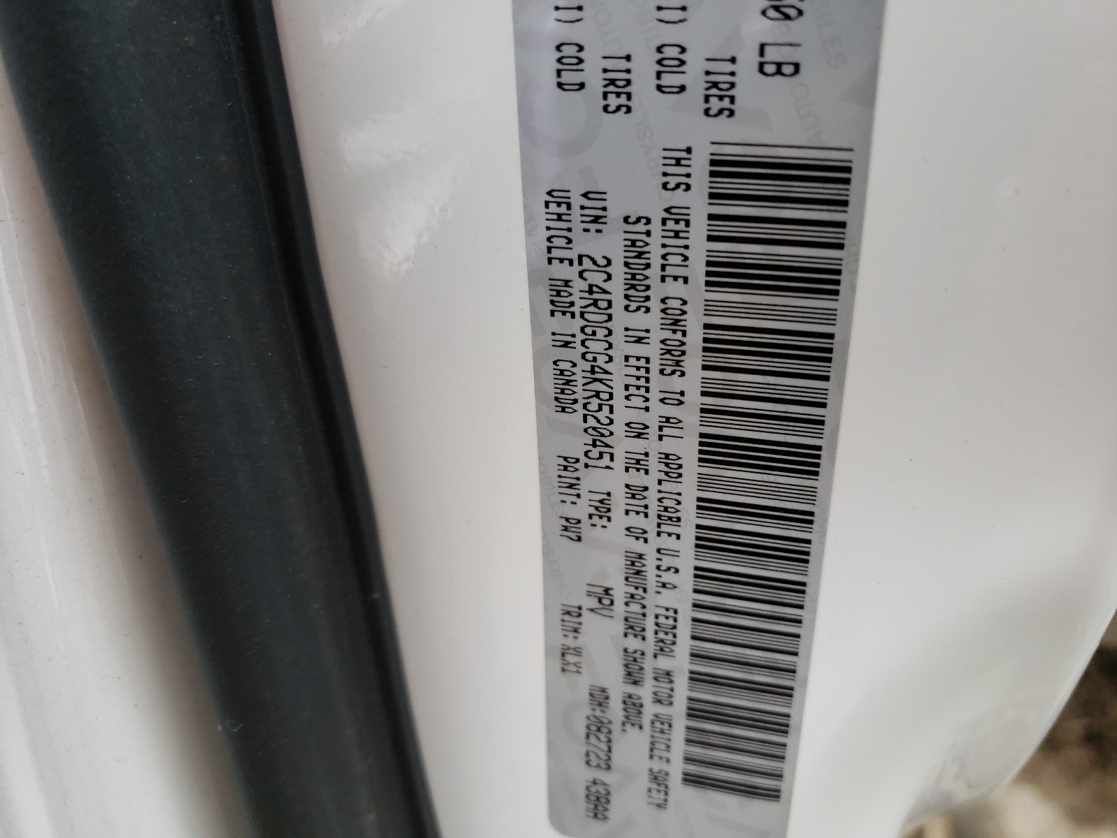 صورة رقم 10 من المزاد - 2019 DODGE GRAND CARA مع VIN 2C4RDGCG4KR520451
