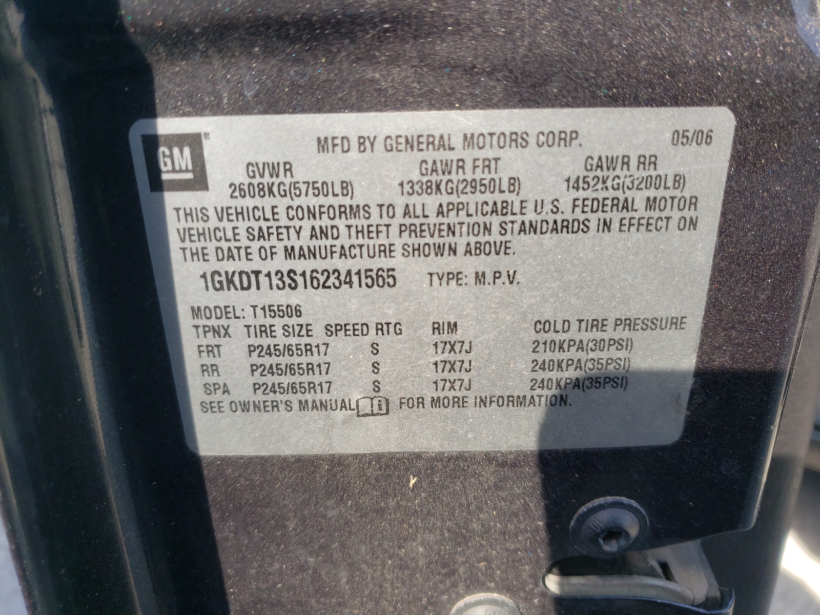 Photo 10 from auction – 2006 GMC ENVOY with VIN 1GKDT13S162341565