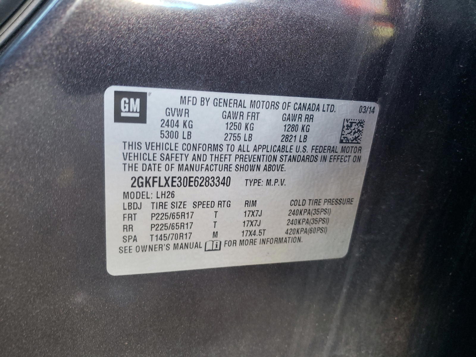 Photo 10 from auction – 2014 GMC TERRAIN SL with VIN 2GKFLXE30E6283340