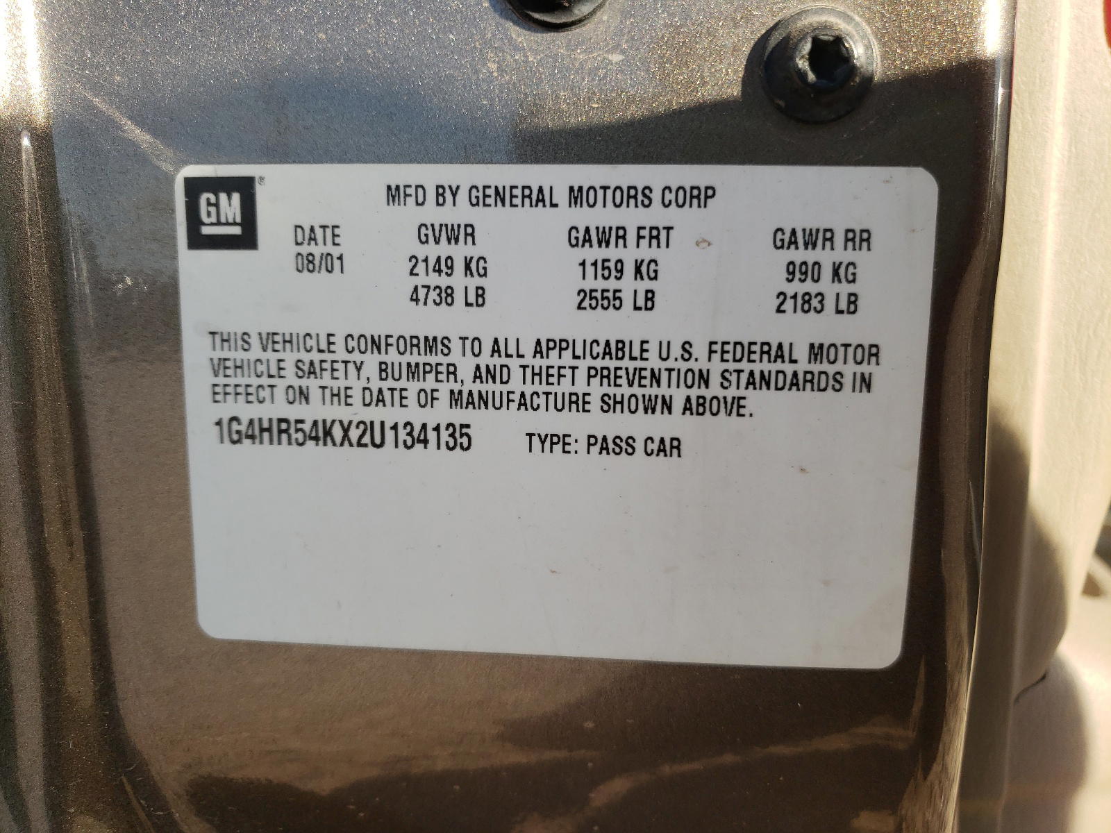 Photo 10 from auction – 2002 BUICK LESABRE LI with VIN 1G4HR54KX2U134135