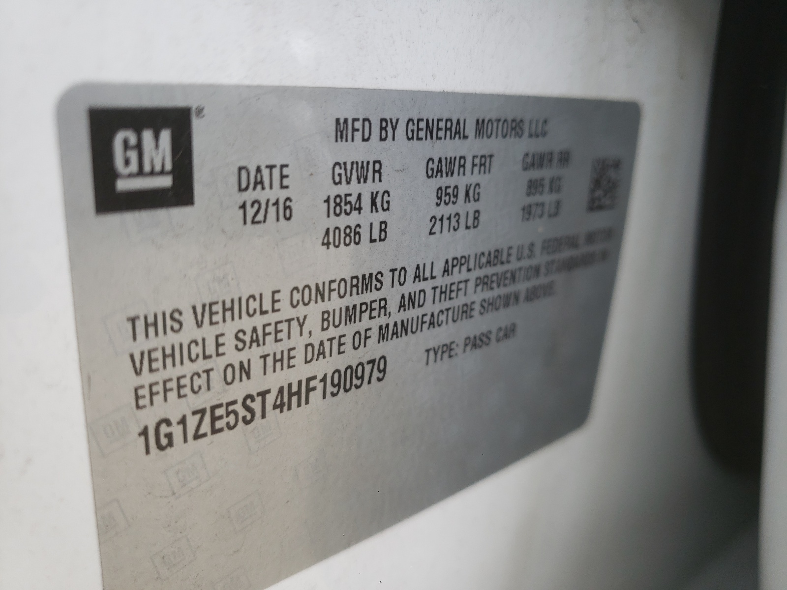 Photo 10 from auction – 2017 CHEVROLET MALIBU LT with VIN 1G1ZE5ST4HF190979