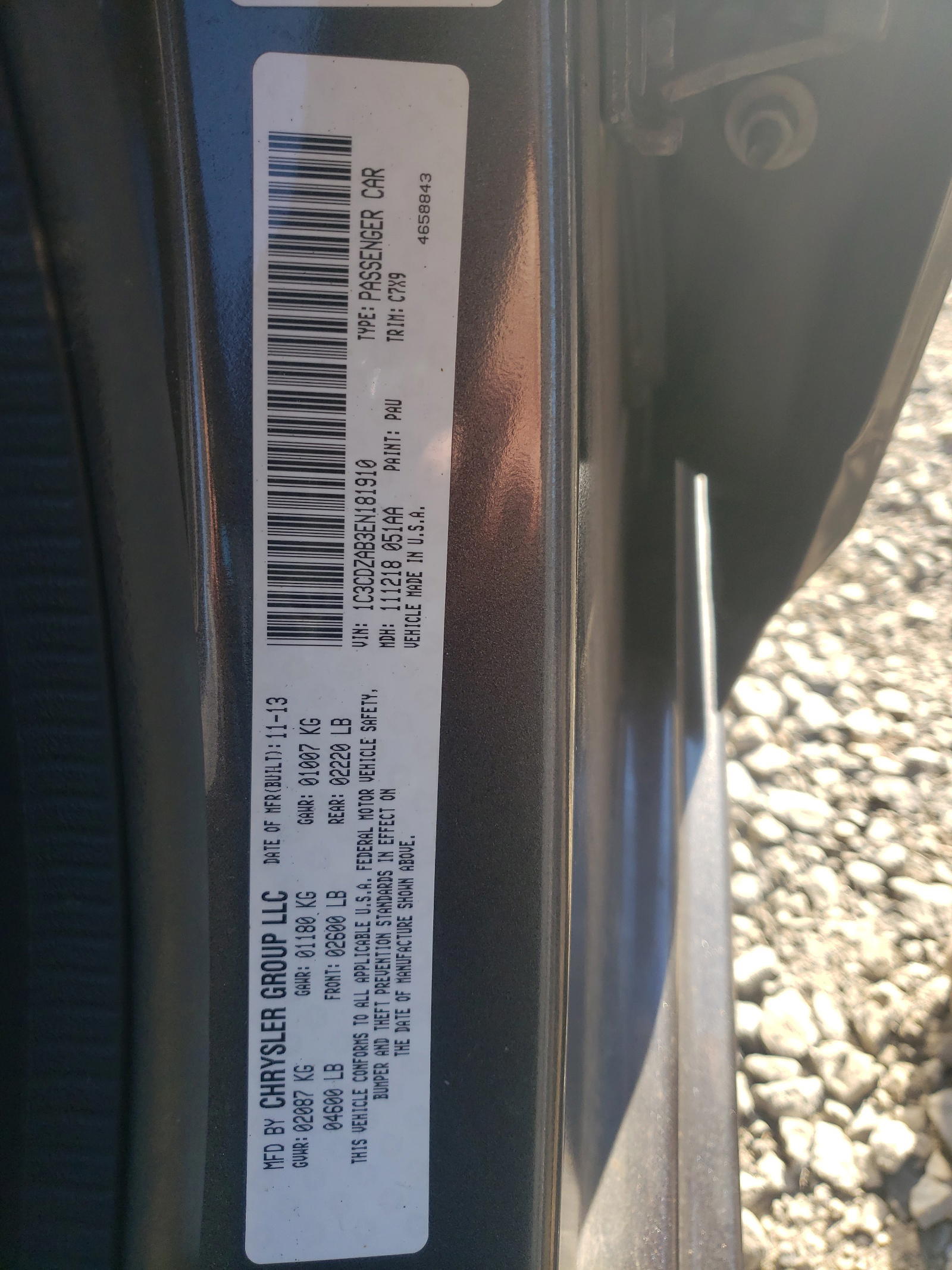 Photo 10 from auction – 2014 DODGE AVENGER SE with VIN 1C3CDZAB3EN181910