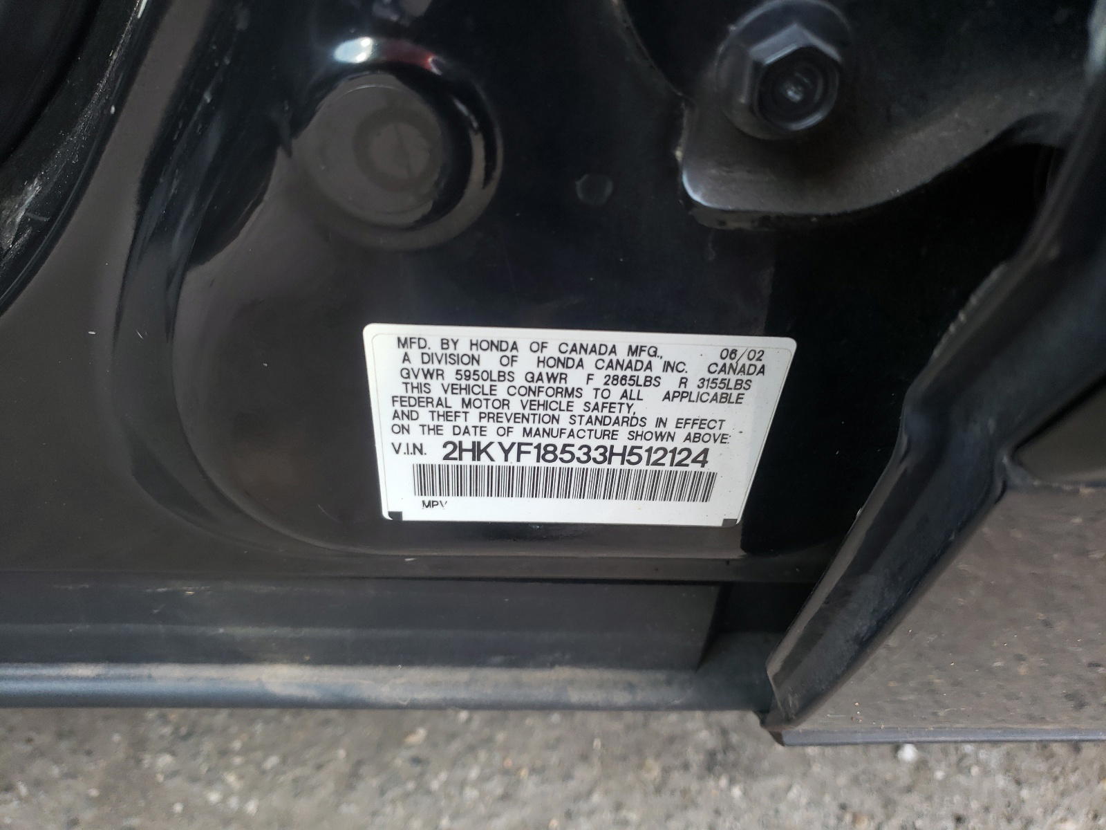 Photo 10 from auction – 2003 HONDA PILOT EXL with VIN 2HKYF18533H512124