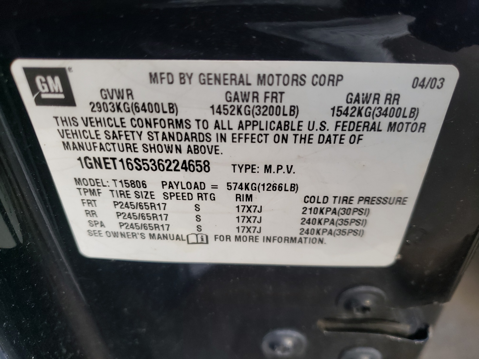 Photo 10 from auction – 2005 CHEVROLET TRAILBLAZE with VIN 1GNET16S756184246