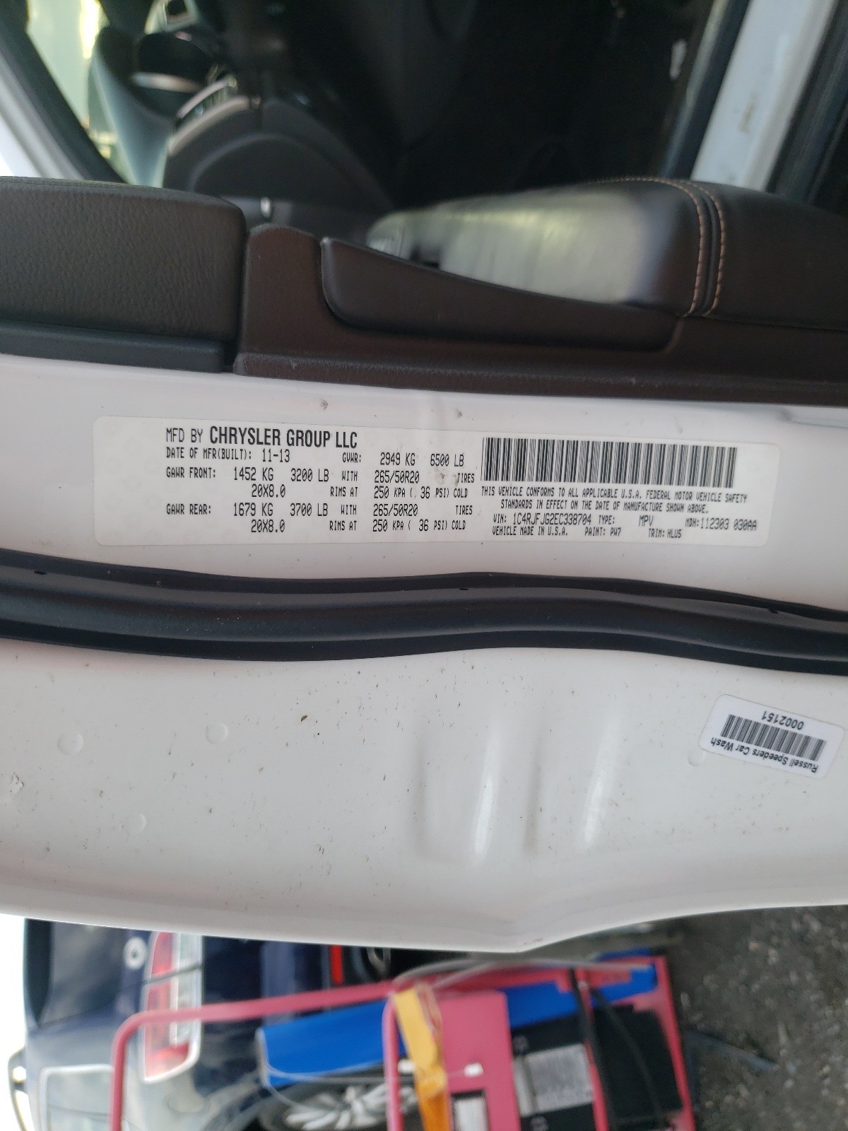 Photo 10 from auction – 2014 JEEP GRAND CHER with VIN 1C4RJFJG2EC338704