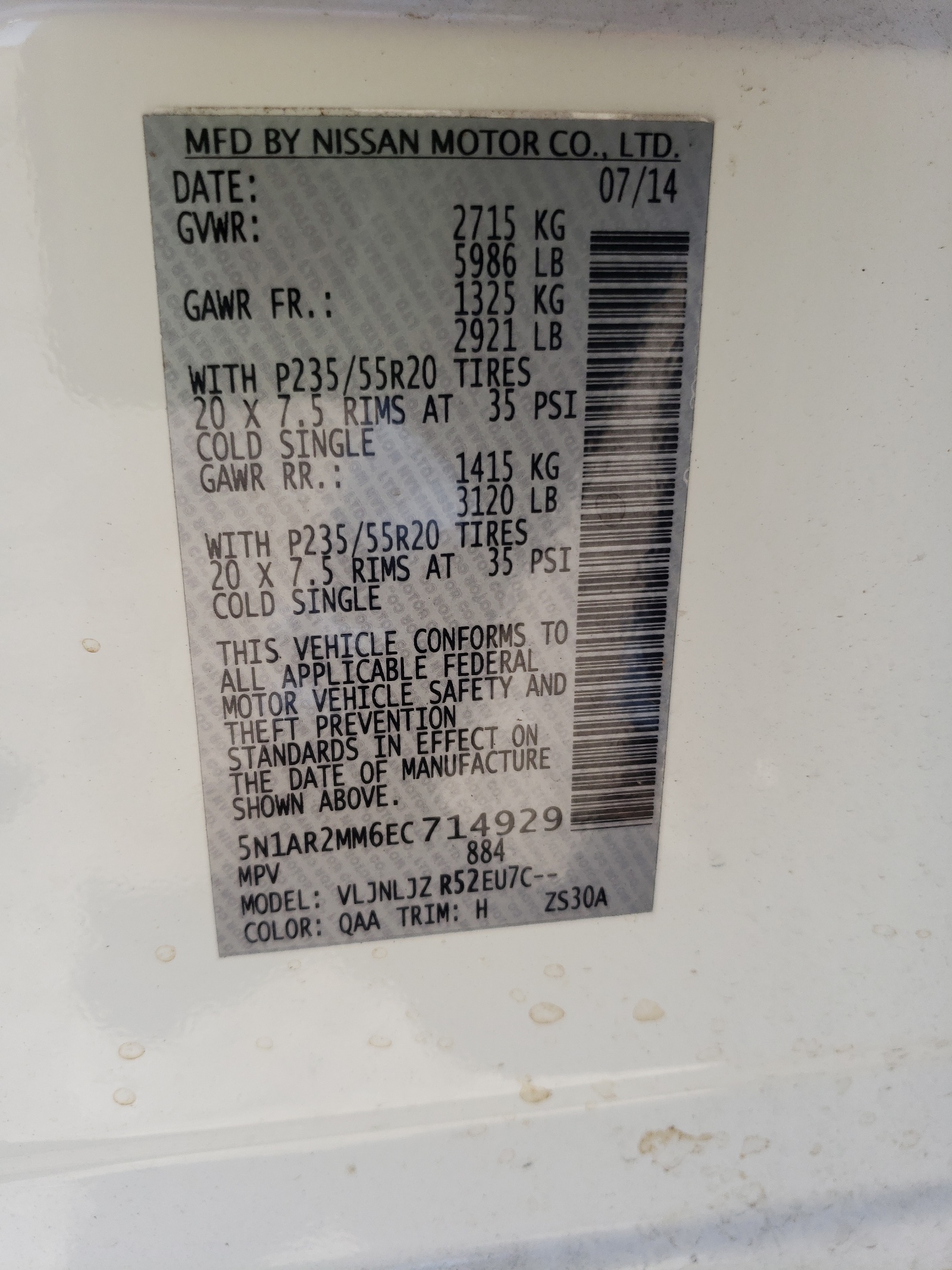 Zdjęcie 10 z aukcji – 2014 NISSAN PATHFINDER z VIN 5N1AR2MM6EC714929