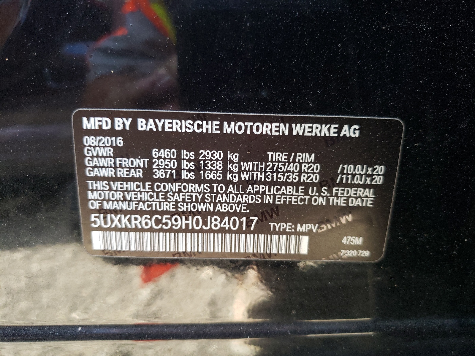 Photo 10 from auction – 2017 BMW X5 XDRIVE5 with VIN 5UXKR6C59H0J84017