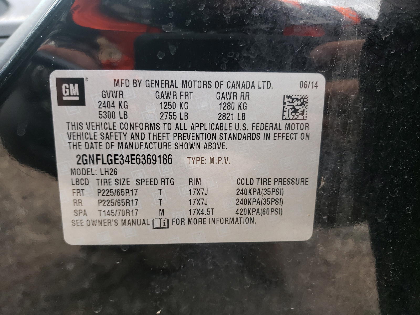 Photo 10 from auction – 2014 CHEVROLET EQUINOX LT with VIN 2GNFLGE34E6369186