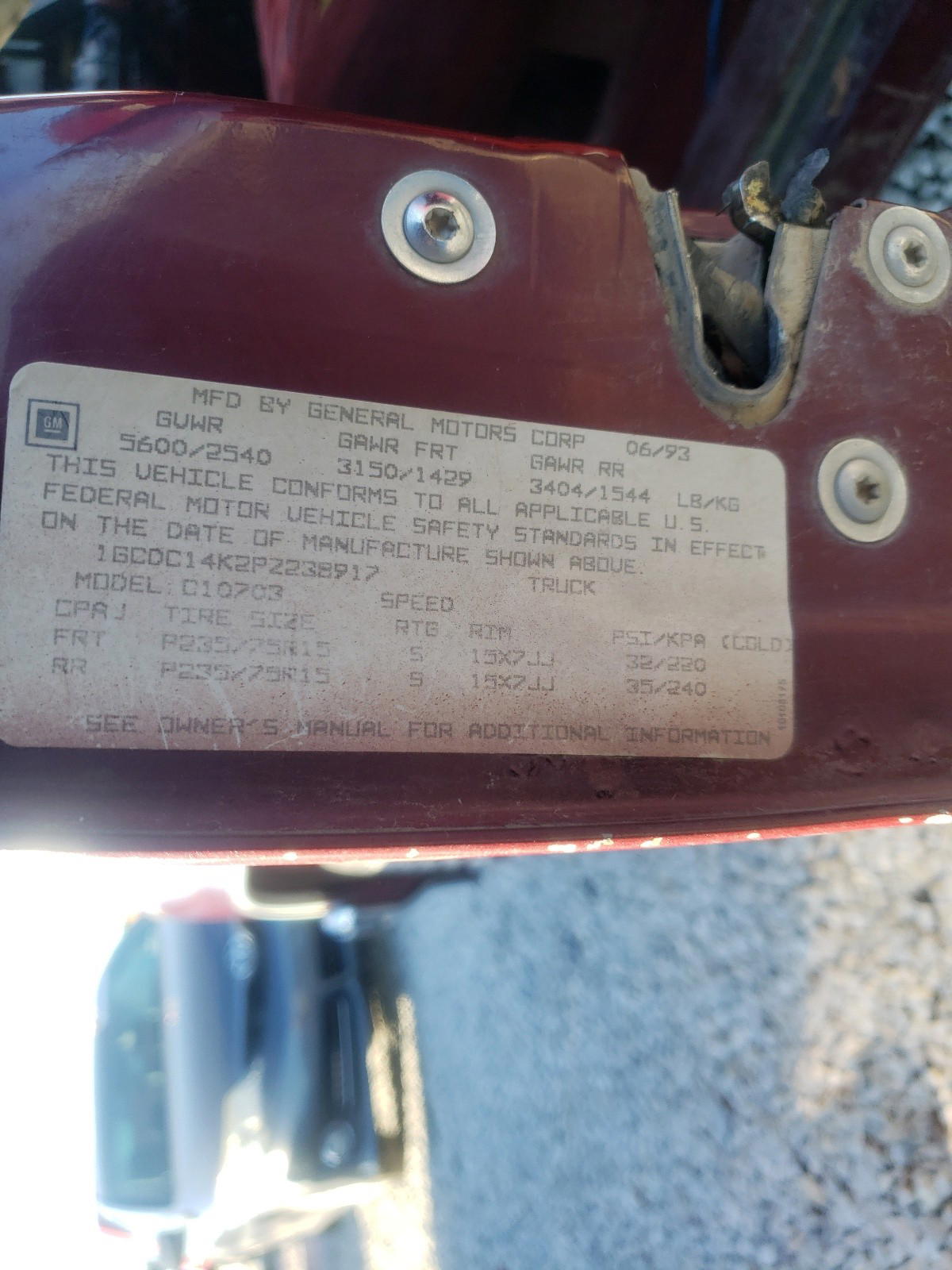 Photo 10 from auction – 1993 CHEVROLET 1500 with VIN 1GCDC14K2PZ238917