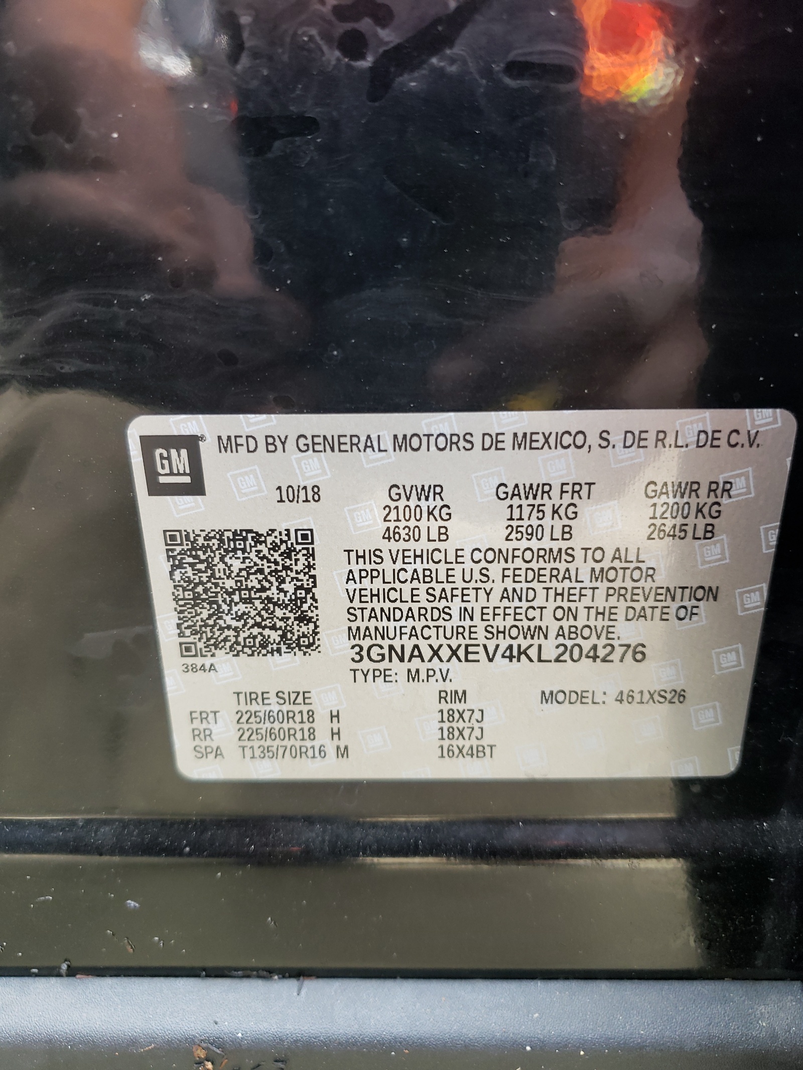 Photo 10 from auction – 2019 CHEVROLET EQUINOX PR with VIN 3GNAXXEV4KL204276