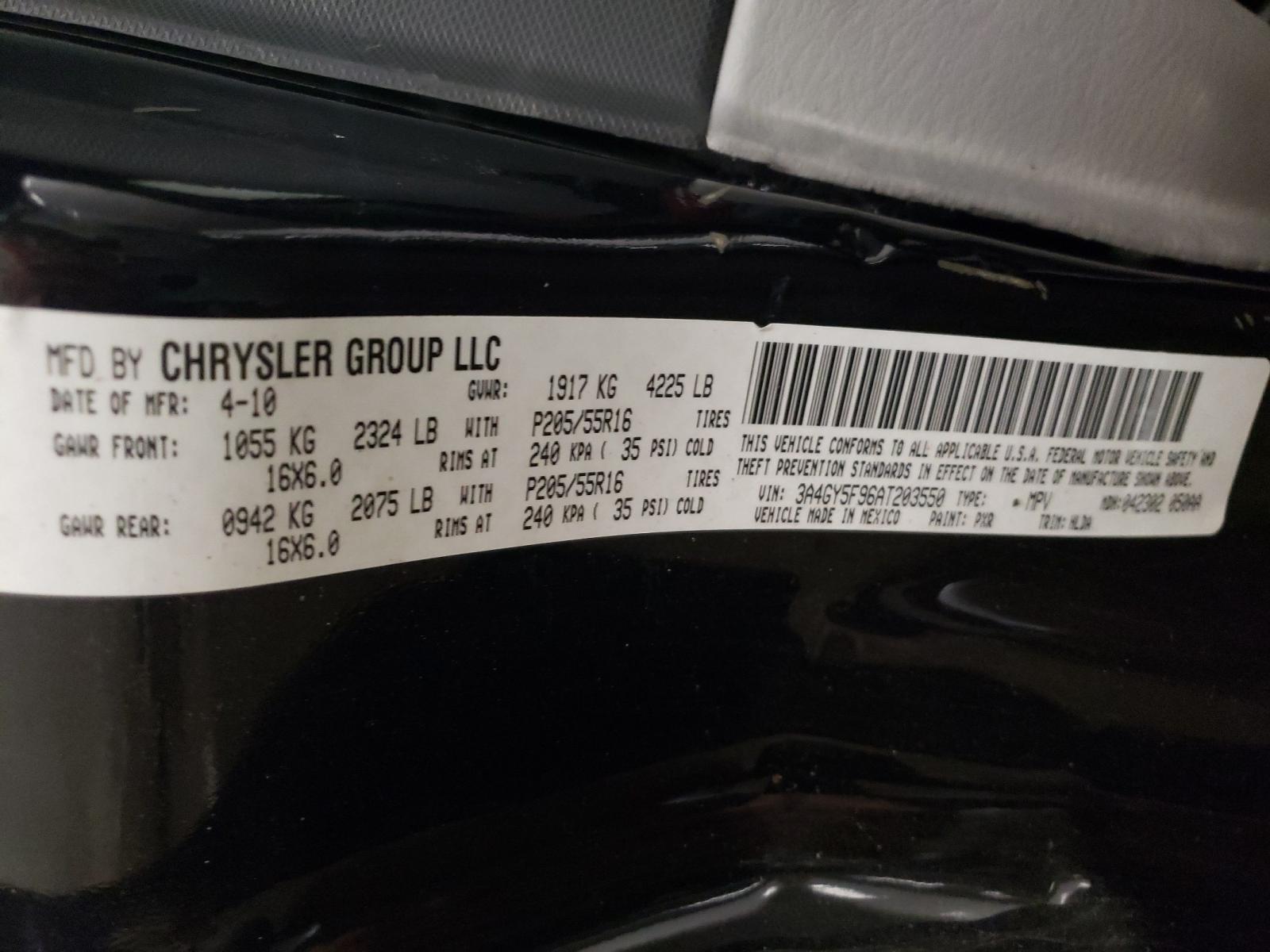 Photo 10 from auction – 2010 CHRYSLER PT CRUISER with VIN 3A4GY5F96AT203550