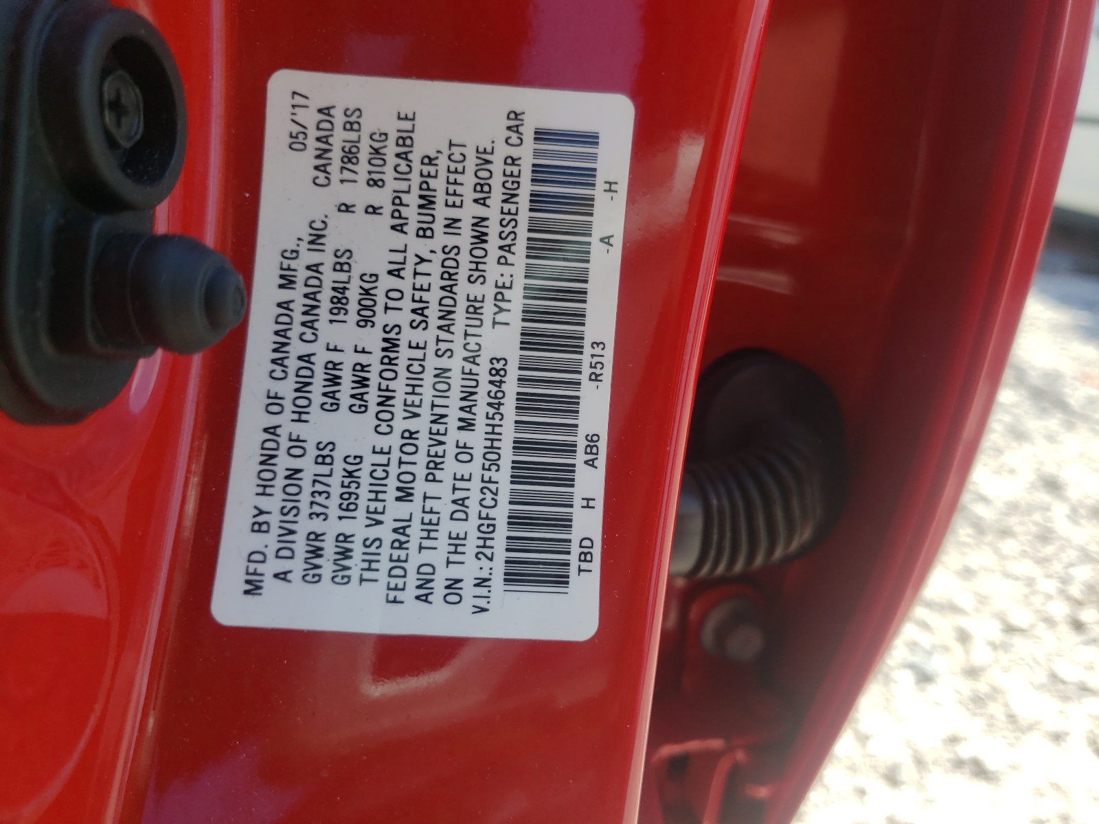 Photo 10 from auction – 2017 HONDA CIVIC LX with VIN 2HGFC2F50HH546483