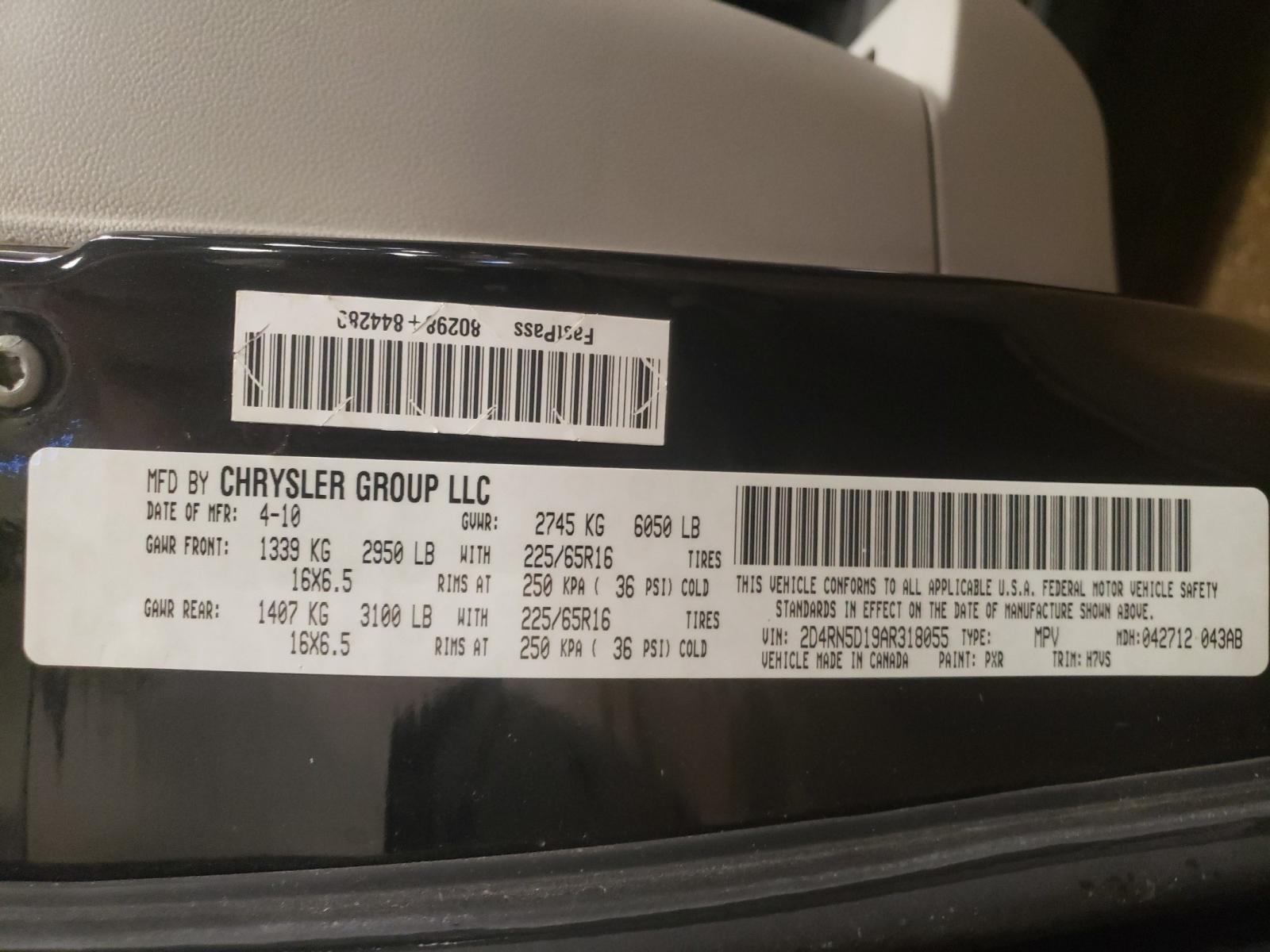 Photo 10 from auction – 2010 DODGE GRAND CARA with VIN 2D4RN5D19AR318055