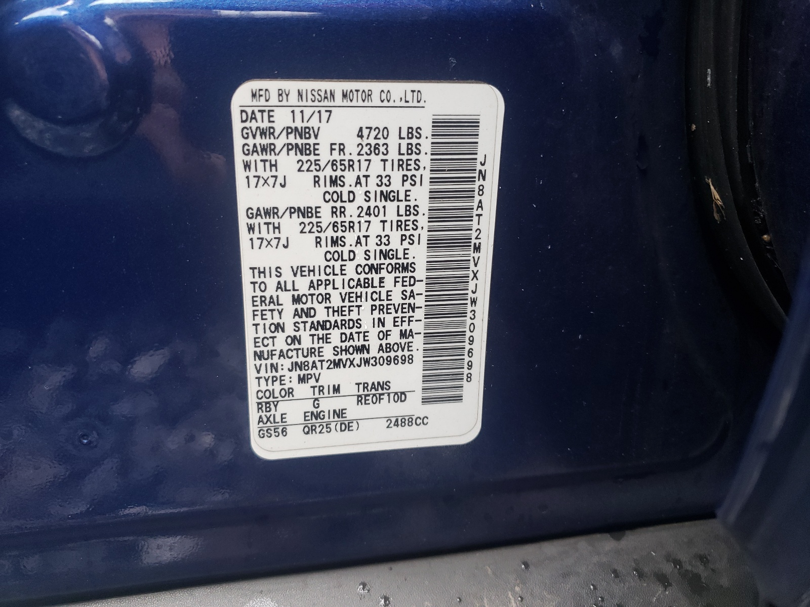 Photo 10 from auction – 2018 NISSAN ROGUE S with VIN JN8AT2MVXJW309698