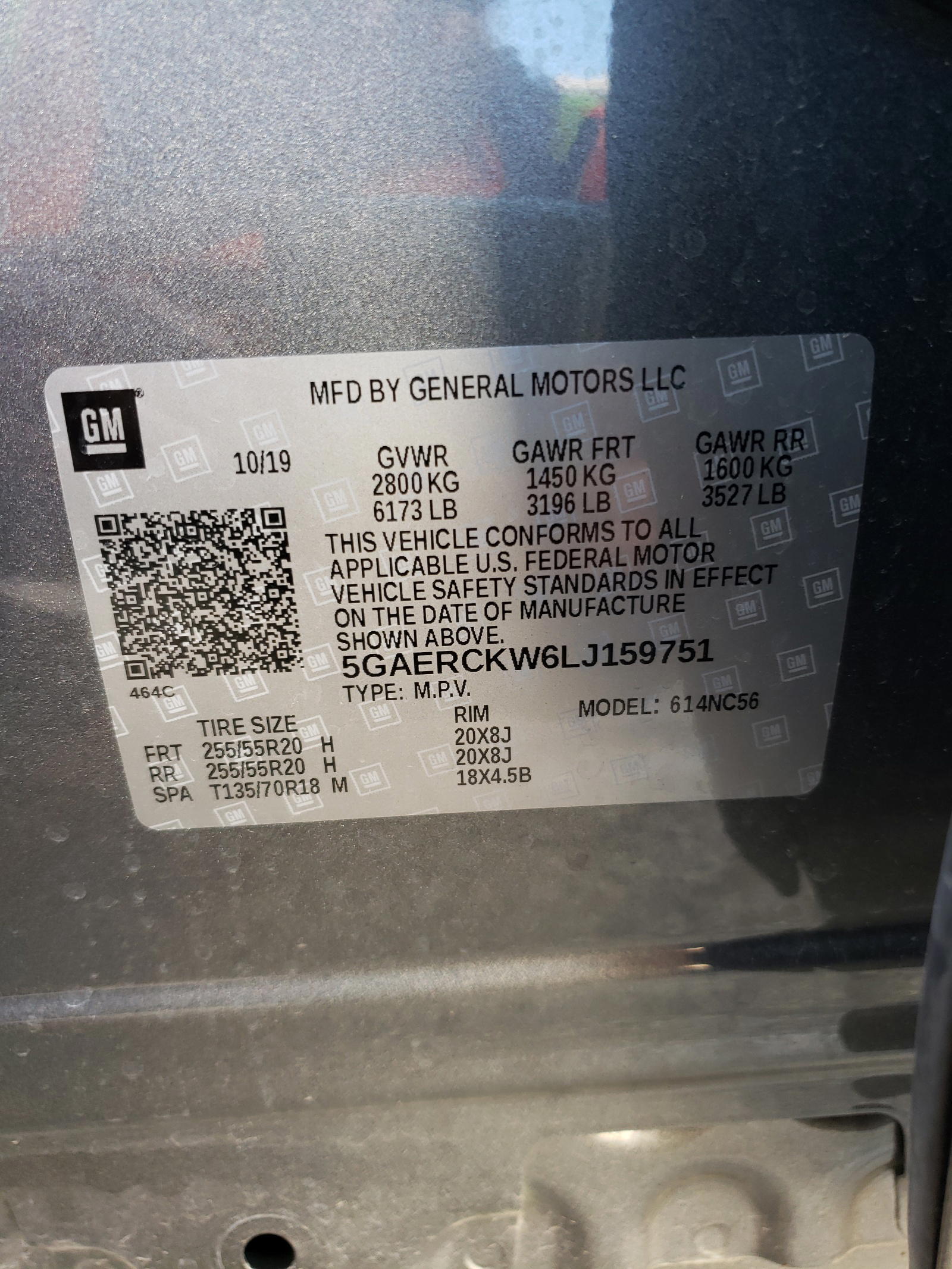 Photo 10 from auction – 2020 BUICK ENCLAVE PR with VIN 5GAERCKW6LJ159751
