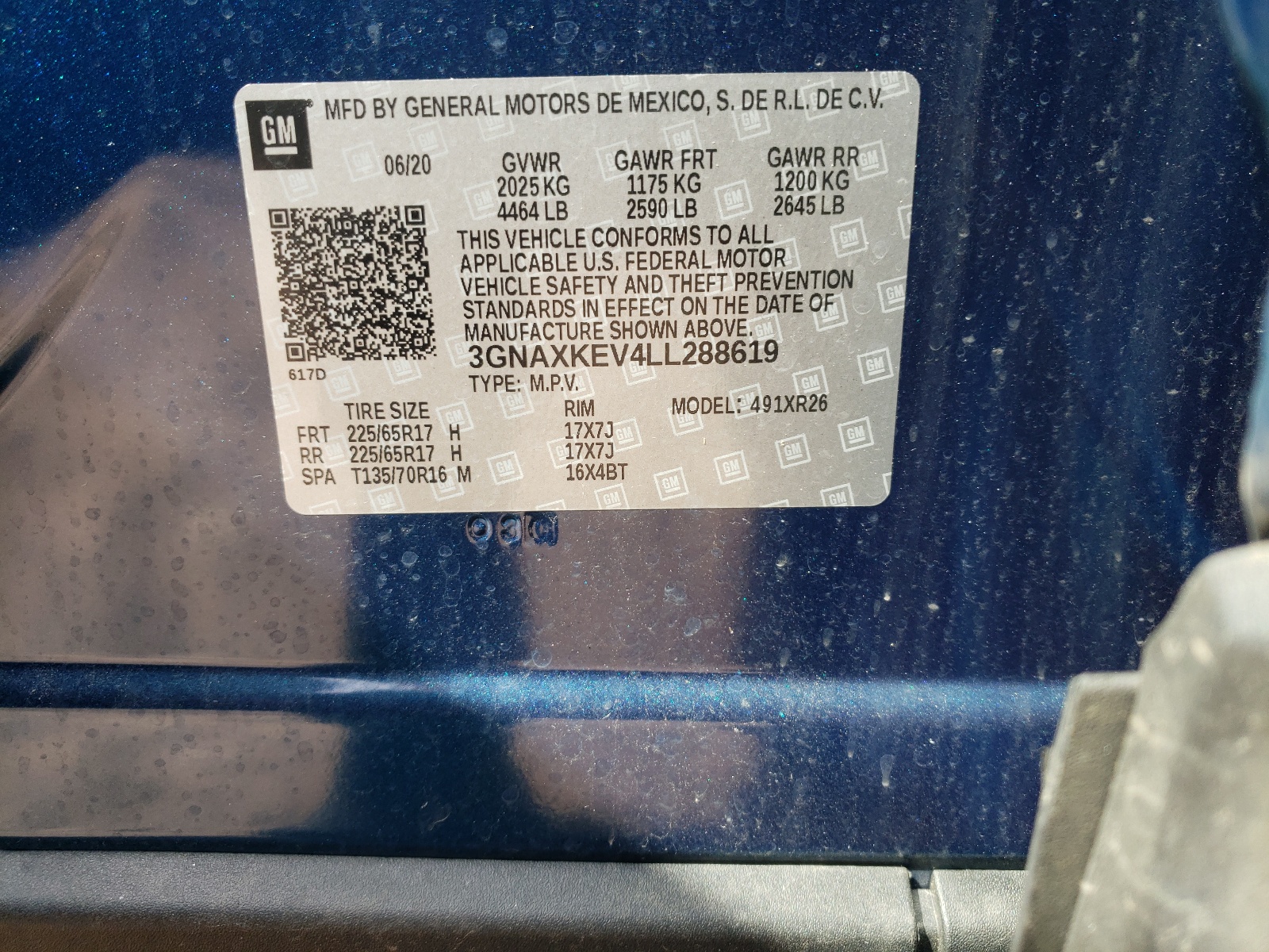 Photo 10 from auction – 2020 CHEVROLET EQUINOX LT with VIN 3GNAXKEV4LL288619
