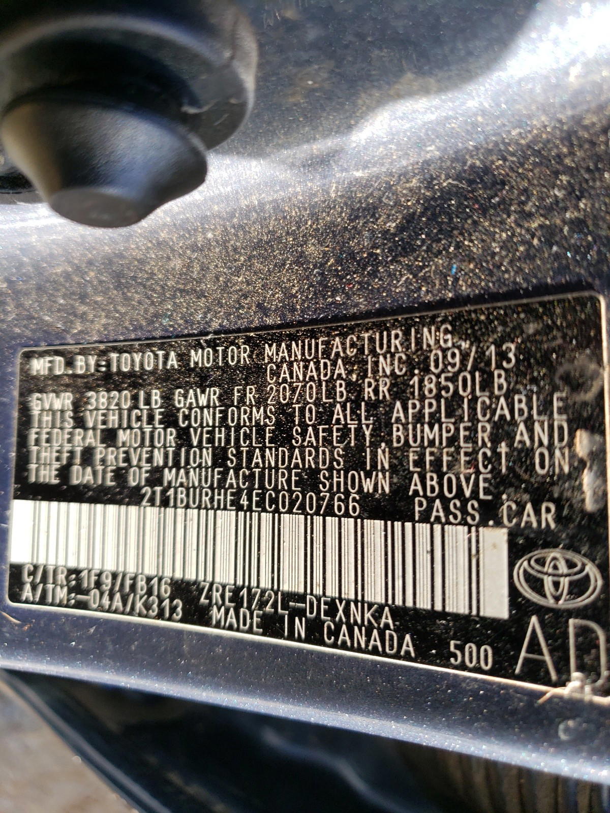 Photo 10 from auction – 2014 TOYOTA COROLLA L with VIN 2T1BURHE4EC020766