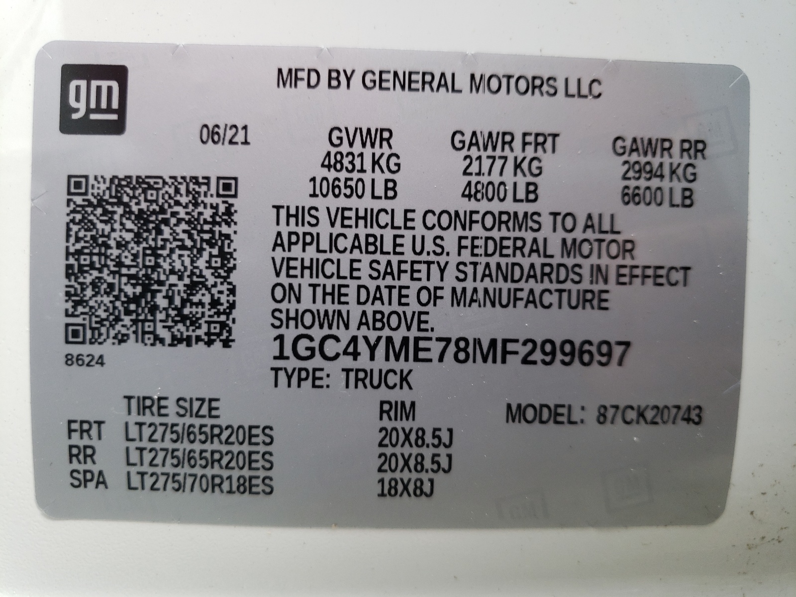 Photo 10 from auction – 2021 CHEVROLET SILVERADO with VIN 1GC4YME78MF299697