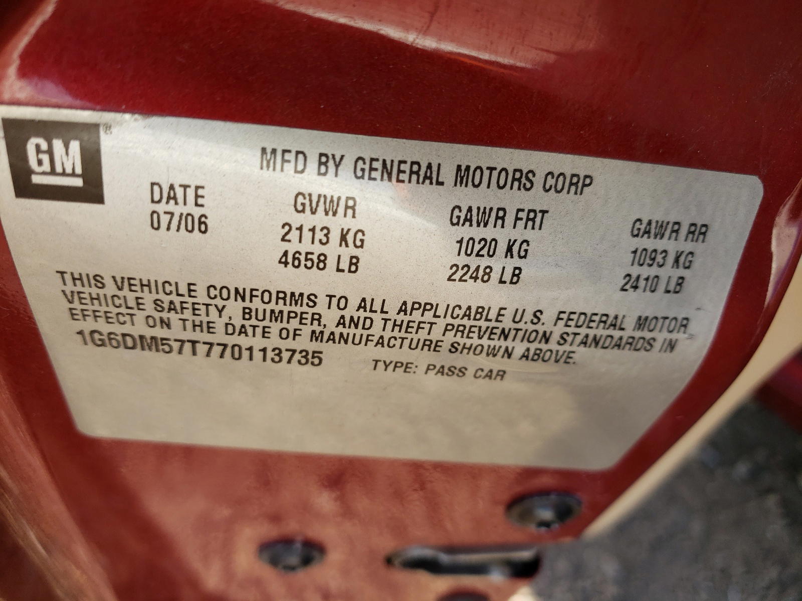 Photo 10 from auction – 2007 CADILLAC CTS with VIN 1G6DM57T770113735