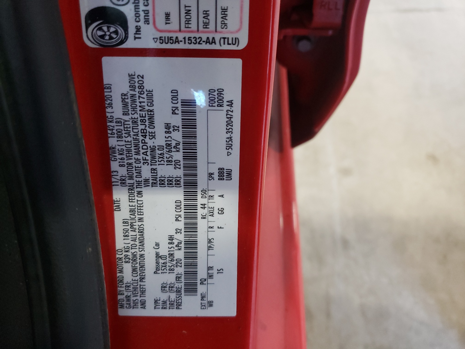 Photo 10 from auction – 2014 FORD FIESTA SE with VIN 3FADP4BJ8EM176802