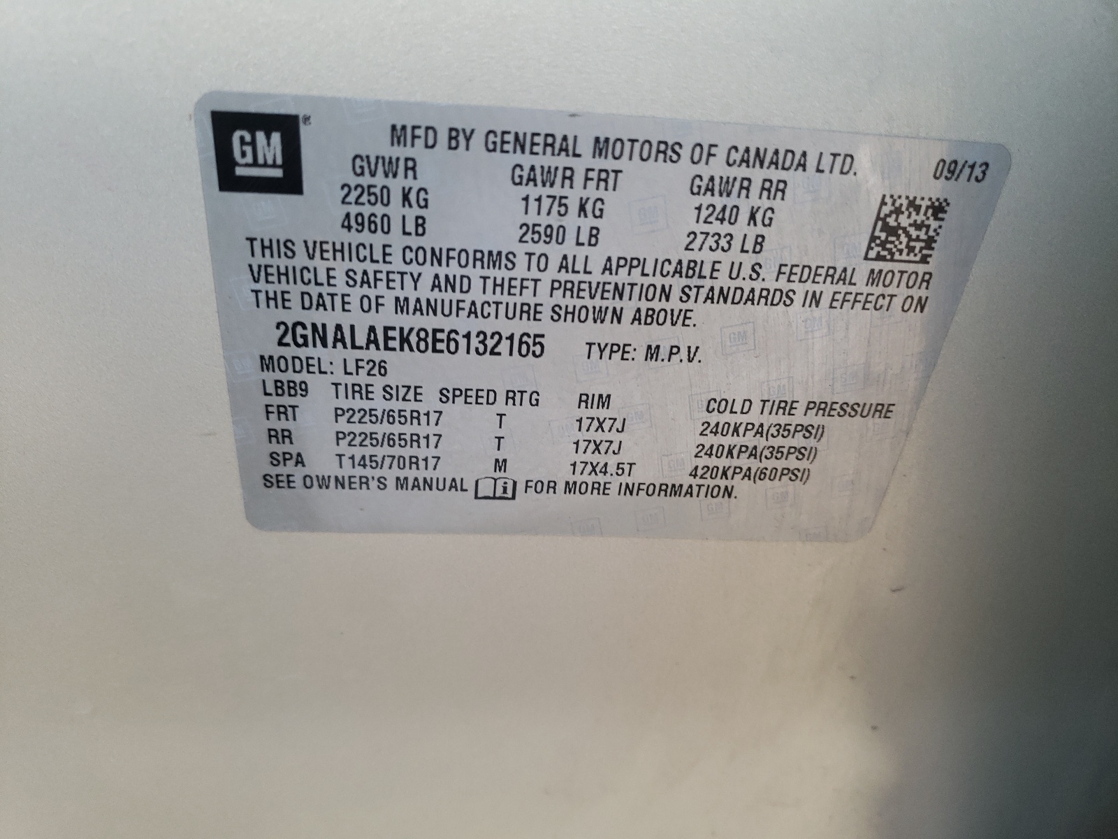 Photo 10 from auction – 2014 CHEVROLET EQUINOX LS with VIN 2GNALAEK8E6132165